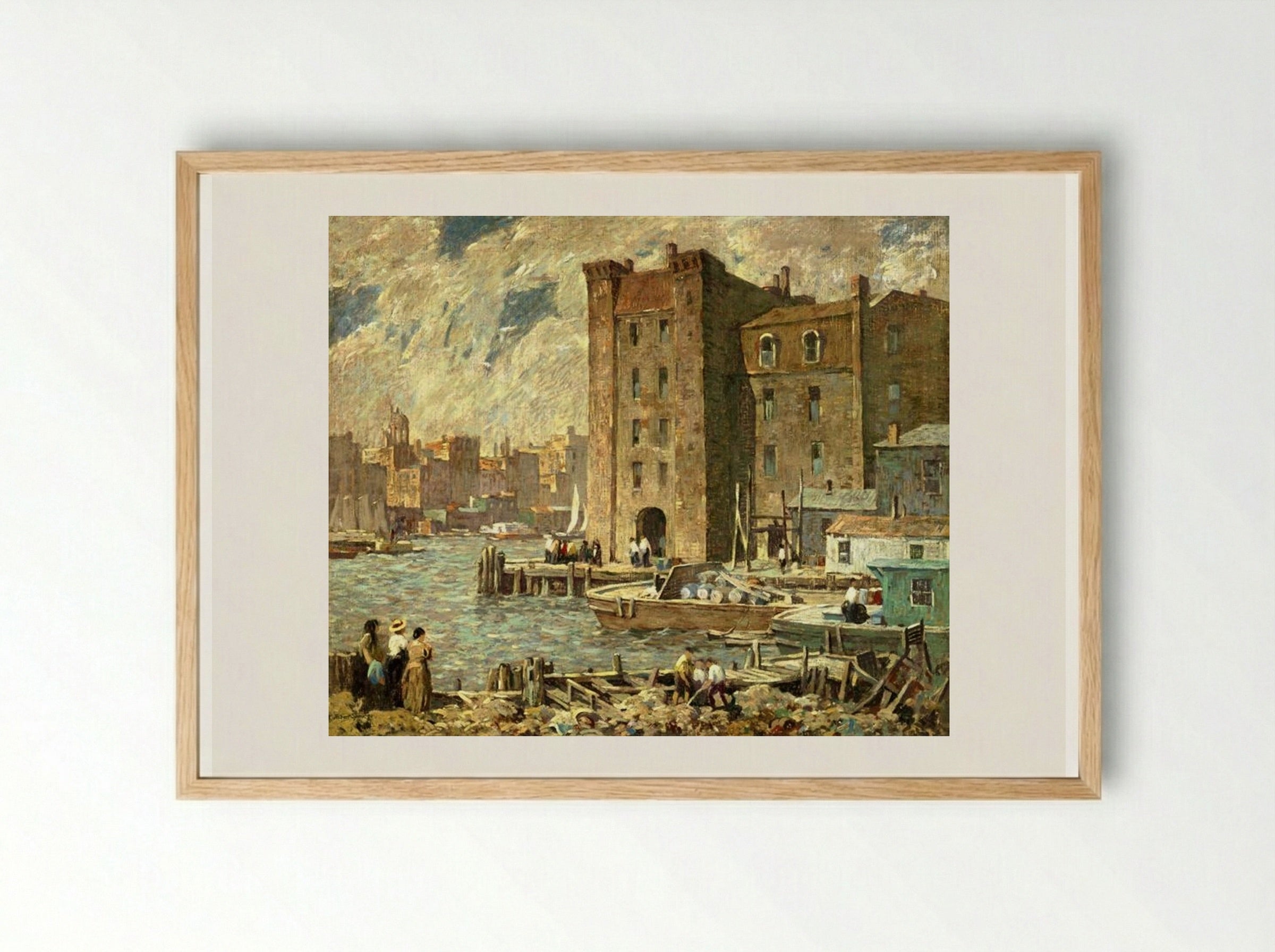 Wharves - Robert Spencer - Framed Print Wood