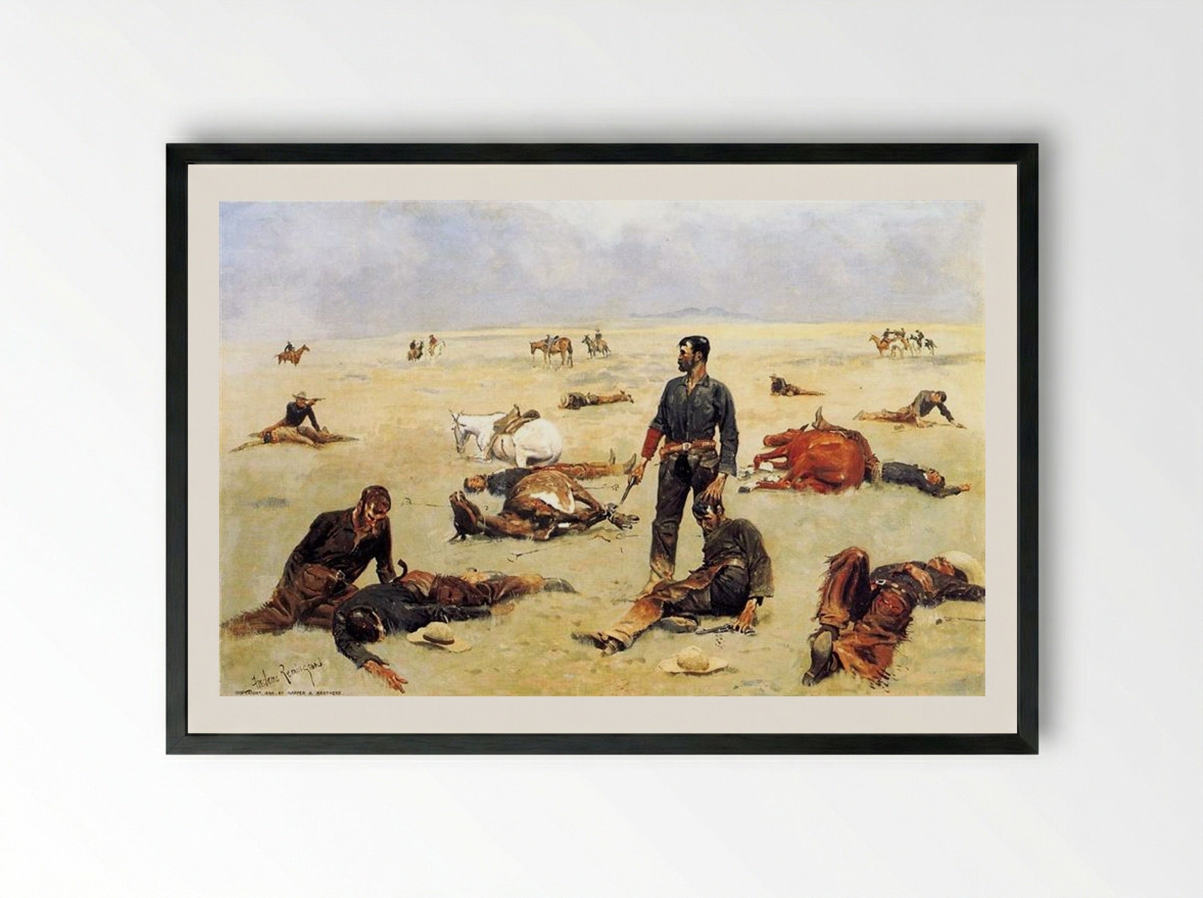 What an Unbranded Cow Has Cost - Frederic Remington - Framed Print Black