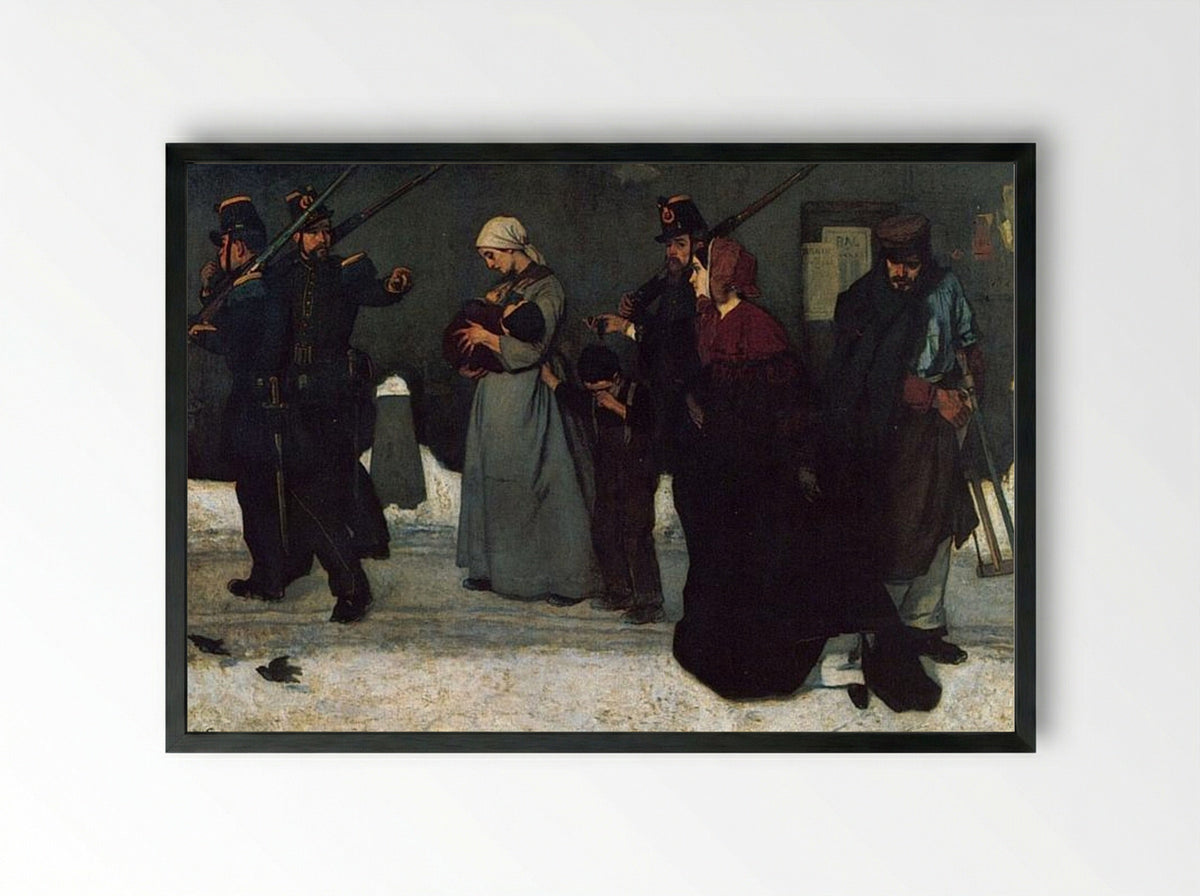 What is Called Vagrancy or, The Hunters of Vincennes - Alfred Stevens - Framed Print Black