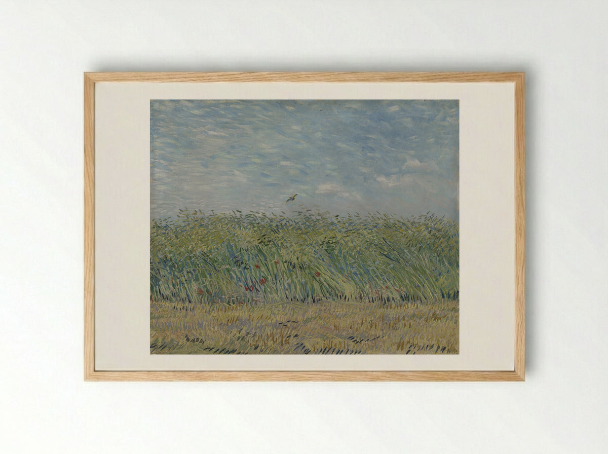Wheat Field with a Lark - Vincent van Gogh - Framed Print Wood