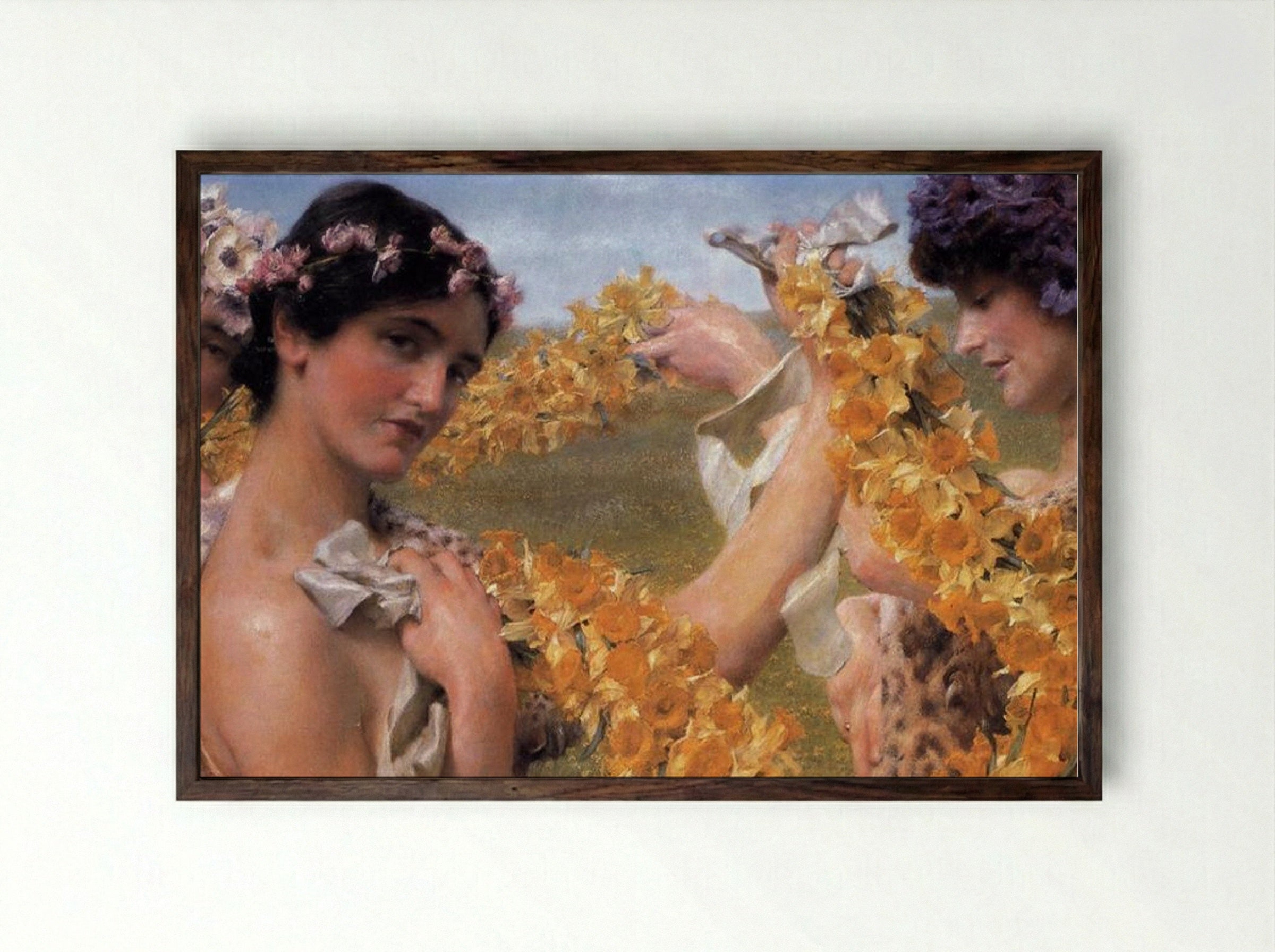 When Flowers Return - Sir Lawrence Alma-Tadema - Framed Print Dark Wood