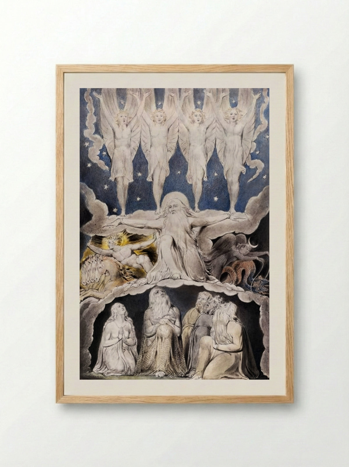 When the morning stars sang together - William Blake - Framed Print Wood