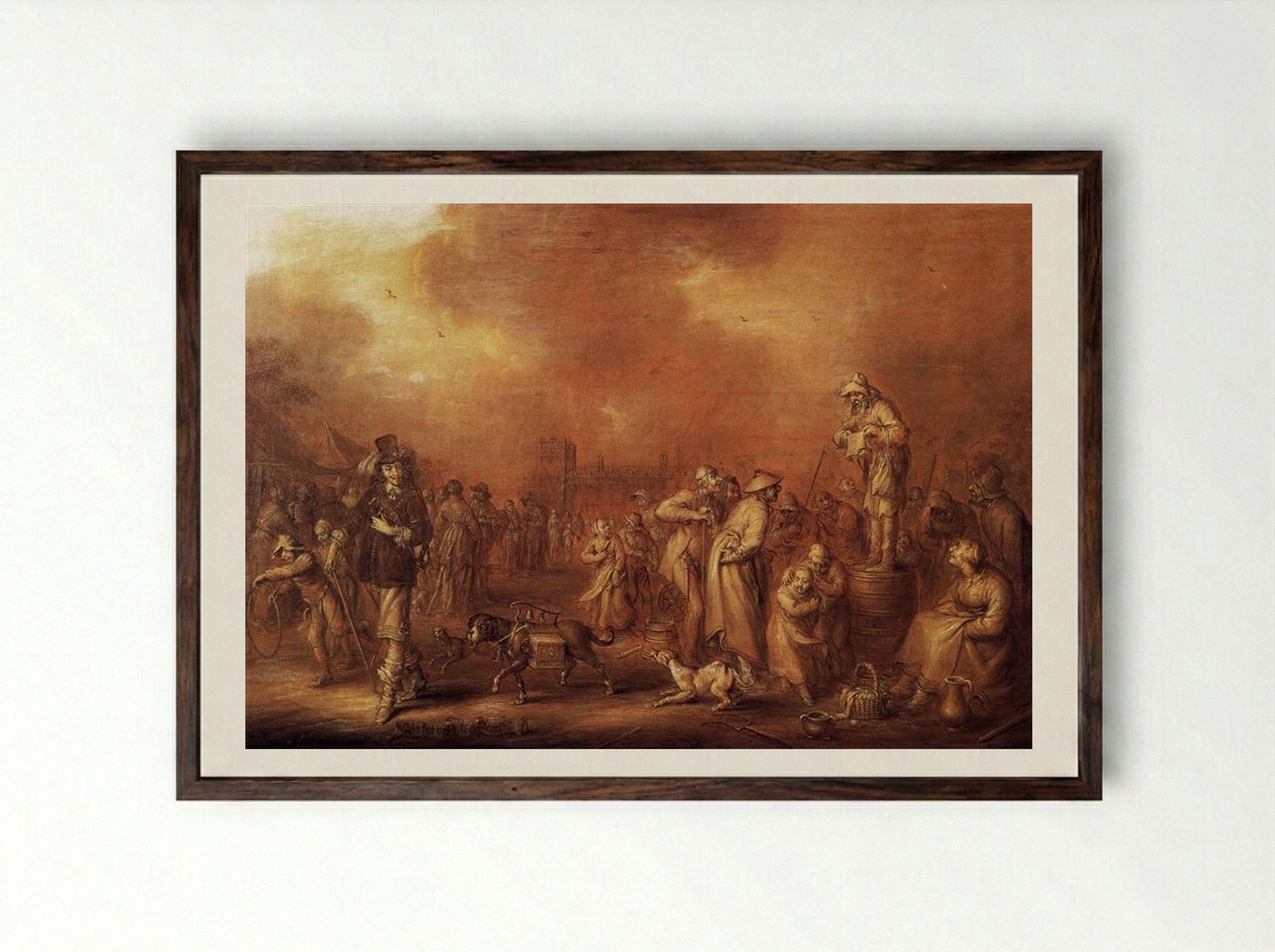 Where There are People Money May Be Made - Adriaen van de Venne - Framed Print Dark Wood