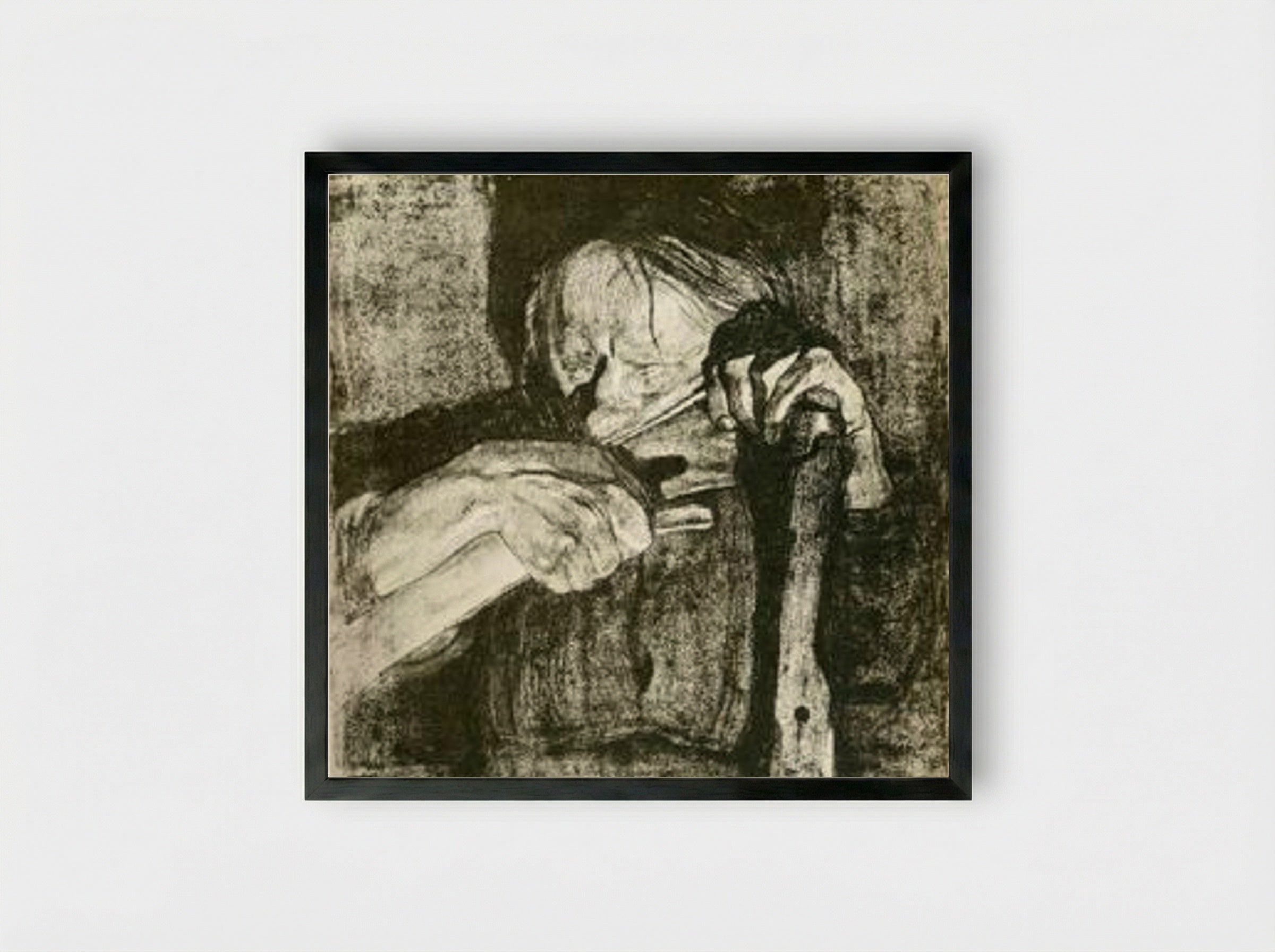 Whetting the Scythe - Käthe Kollwitz - Framed Print Black