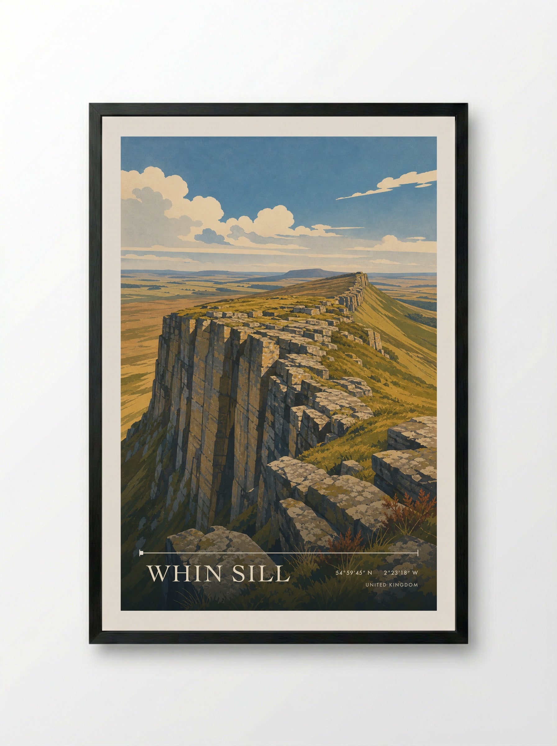 Whin Sill United Kingdom Travel Poster - Framed Print Black