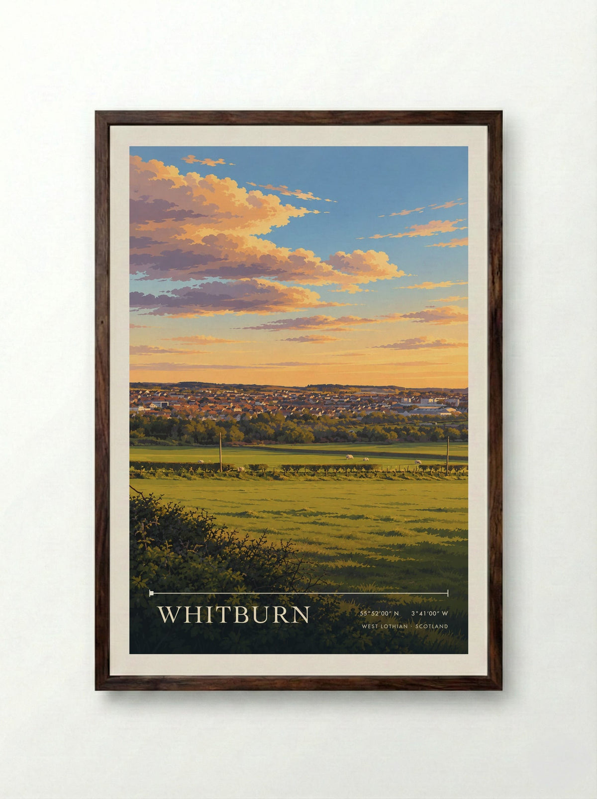 Whitburn, West Lothian | Travel Poster - Framed Print Dark Wood