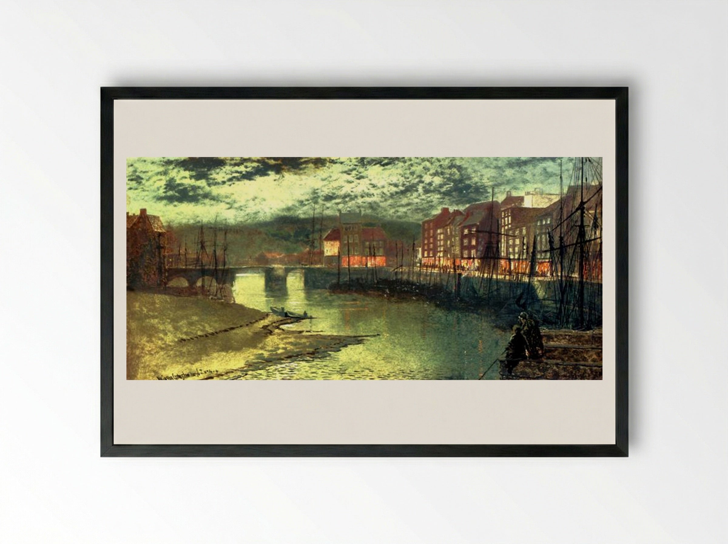 Whitby Docks - John Atkinson Grimshaw - Framed Print Black