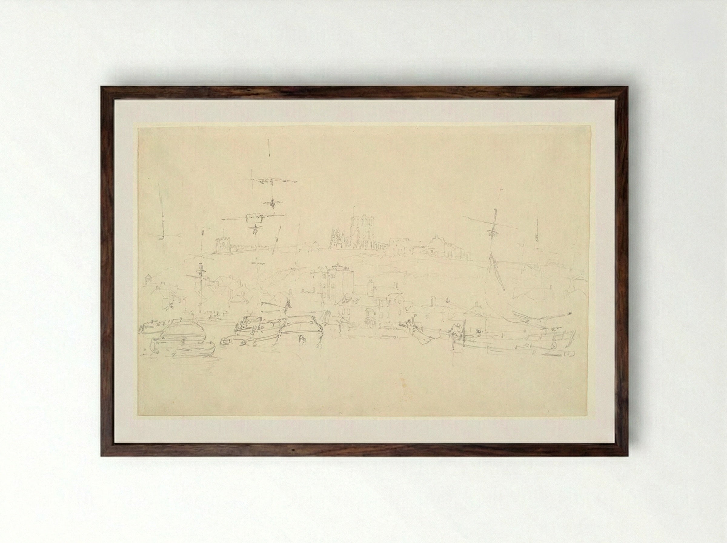 Whitby Harbor, Yorkshire - Joseph Mallord William Turner - Framed Print Dark Wood