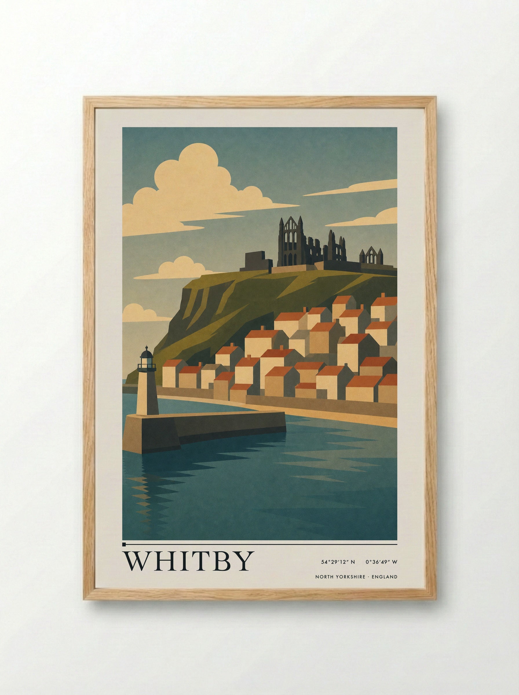 Whitby Yorkshire Travel Poster - Framed Print Wood
