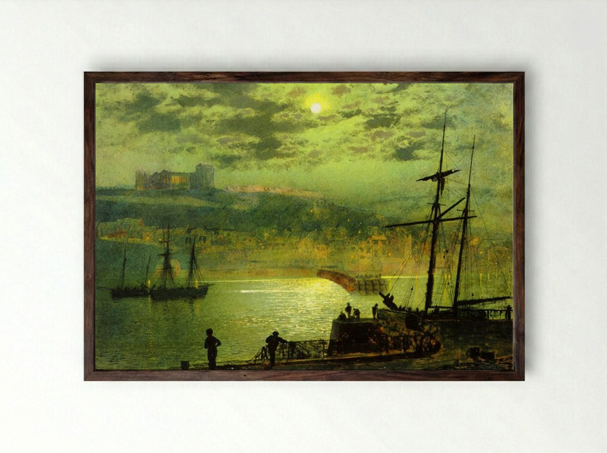 Whitby from Scotch Head - John Atkinson Grimshaw - Framed Print Dark Wood