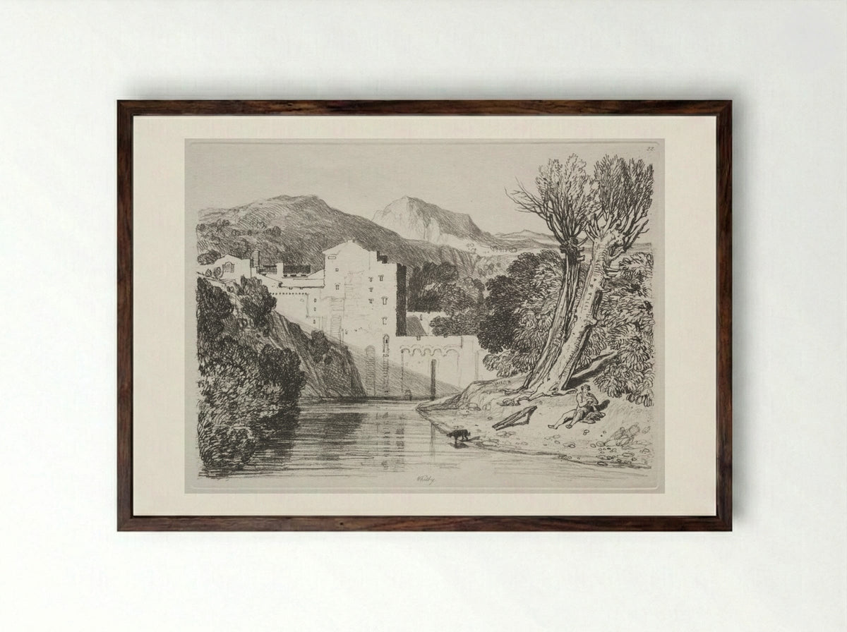 Whitby - John Sell Cotman - Framed Print Dark Wood