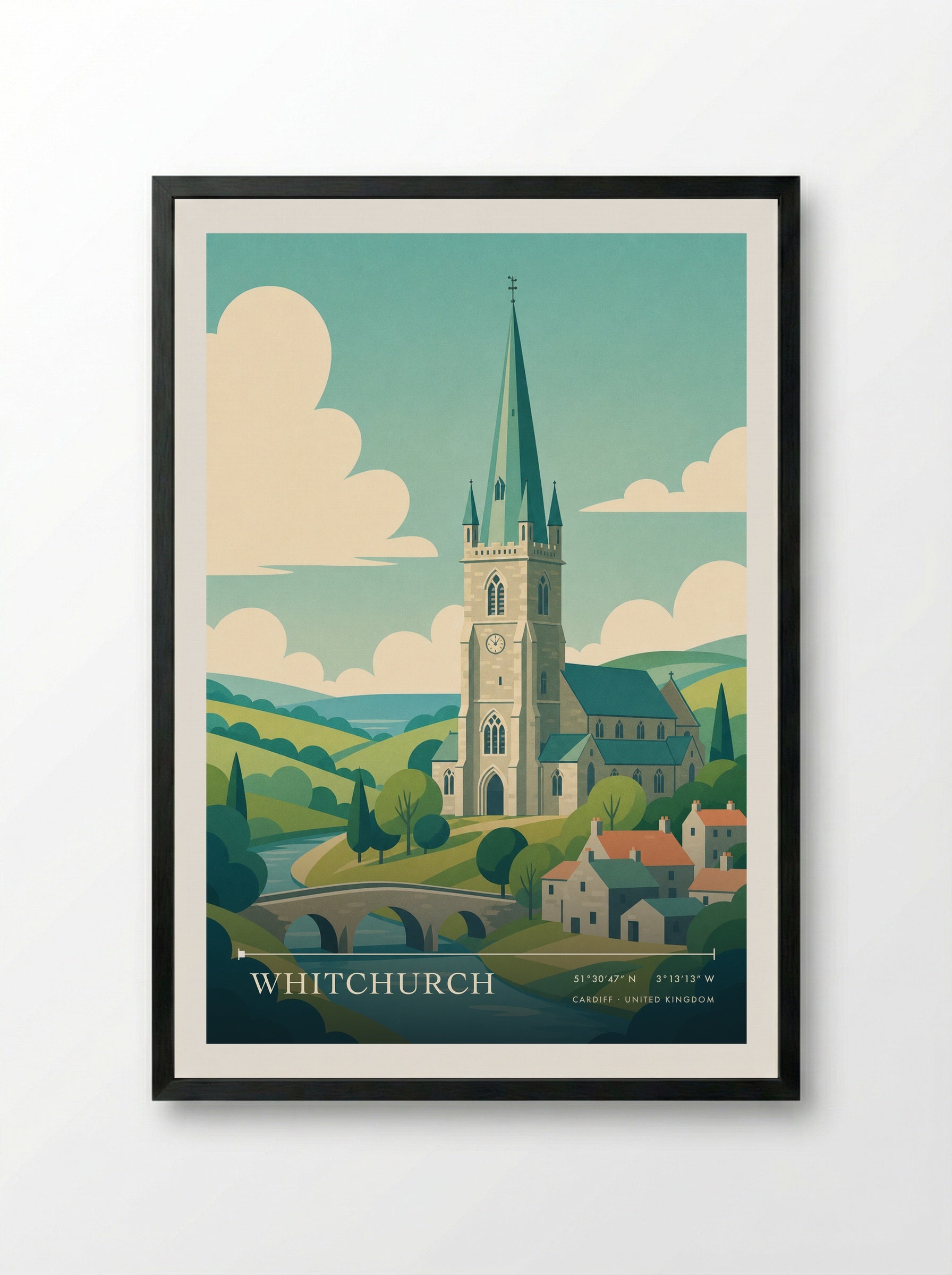 Whitchurch Cardiff United Kingdom Travel Poster - Framed Print Black