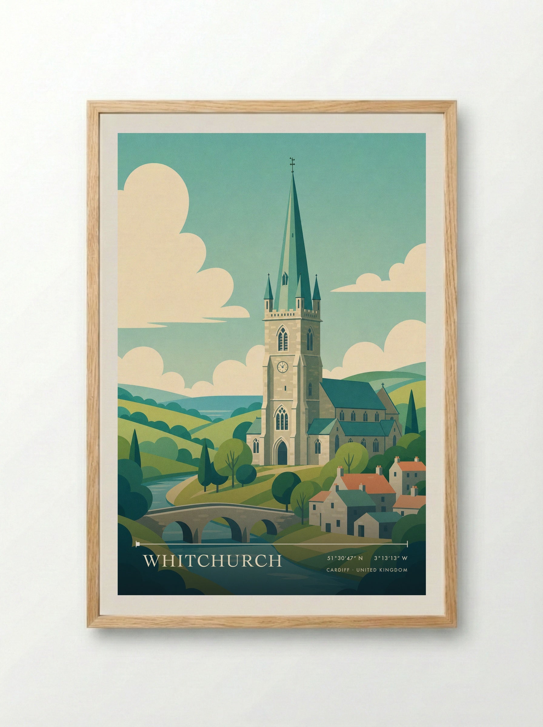 Whitchurch Cardiff United Kingdom Travel Poster - Framed Print Wood