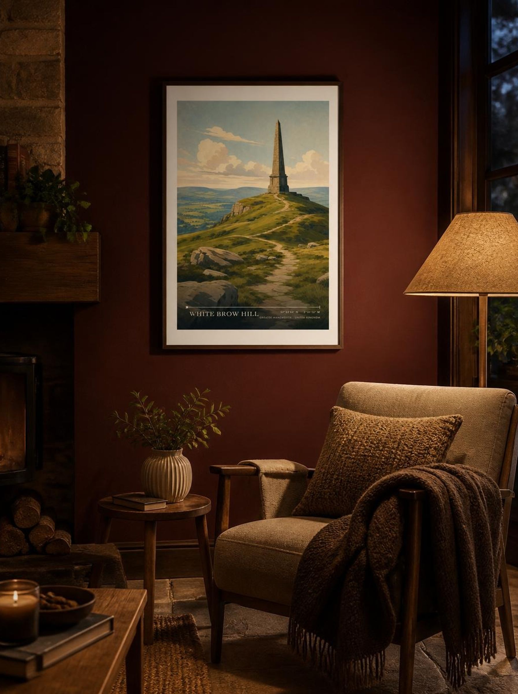 White Brow Hill Greater Manchester United Kingdom Travel Poster - Lifestyle