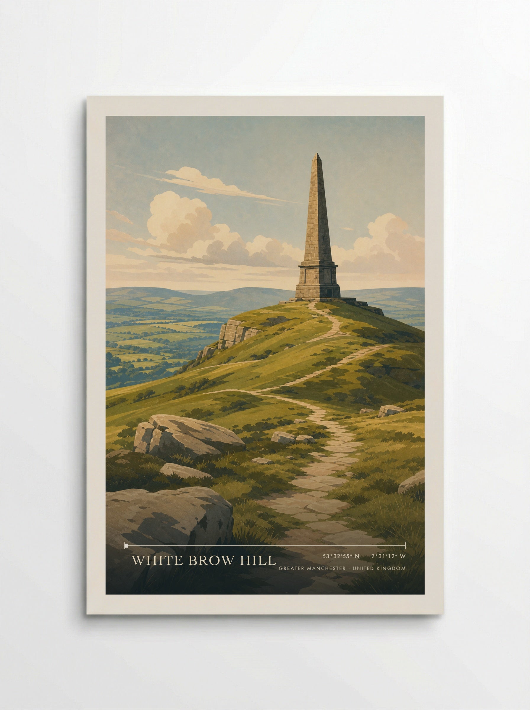 White Brow Hill Greater Manchester United Kingdom Travel Poster - Poster
