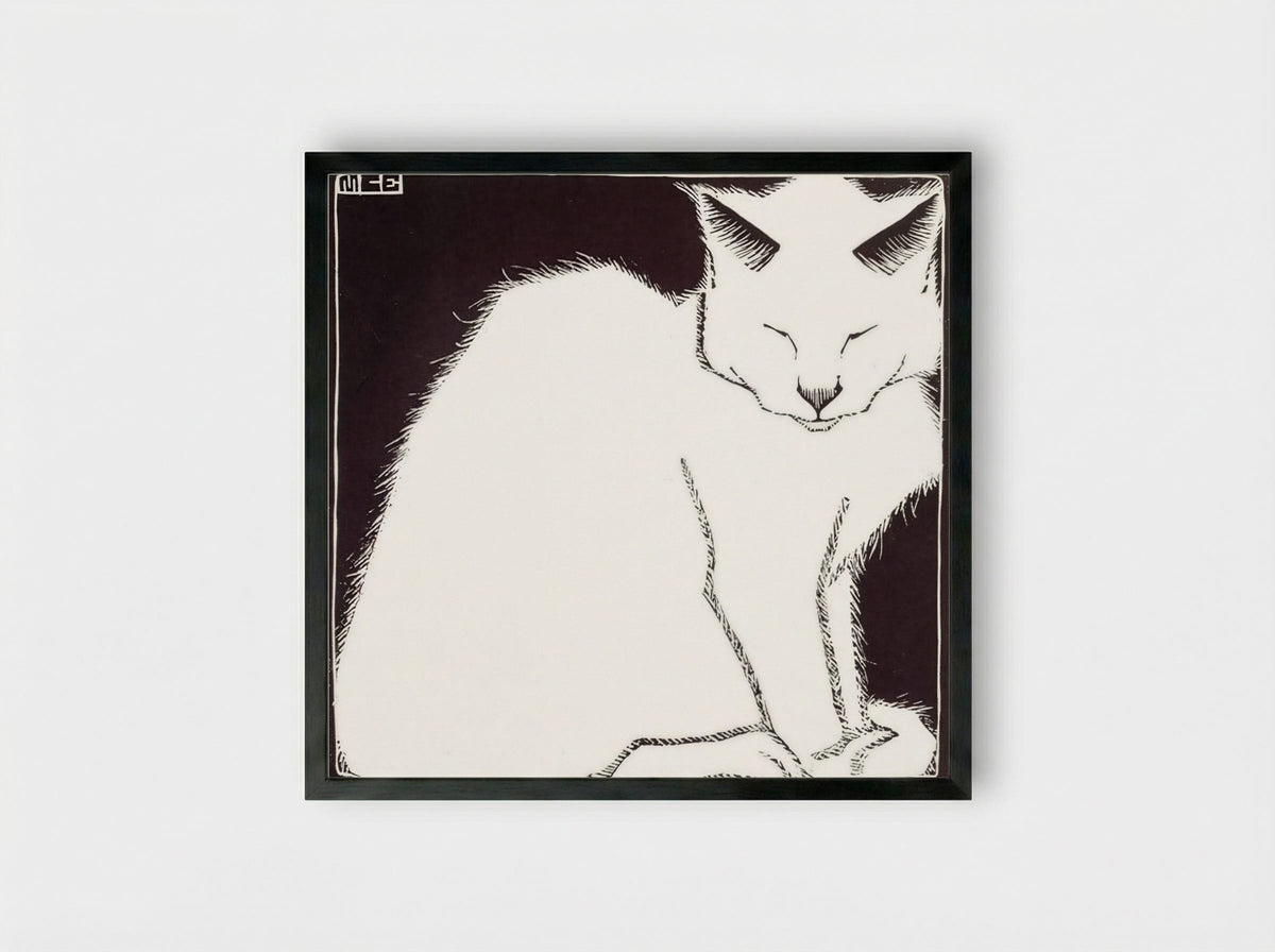 White Cat I - M.C. Escher - Framed Print Black