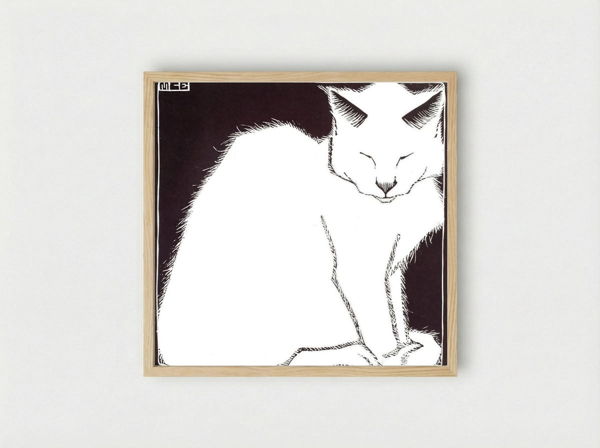 White Cat I - M.C. Escher - Framed Print Wood
