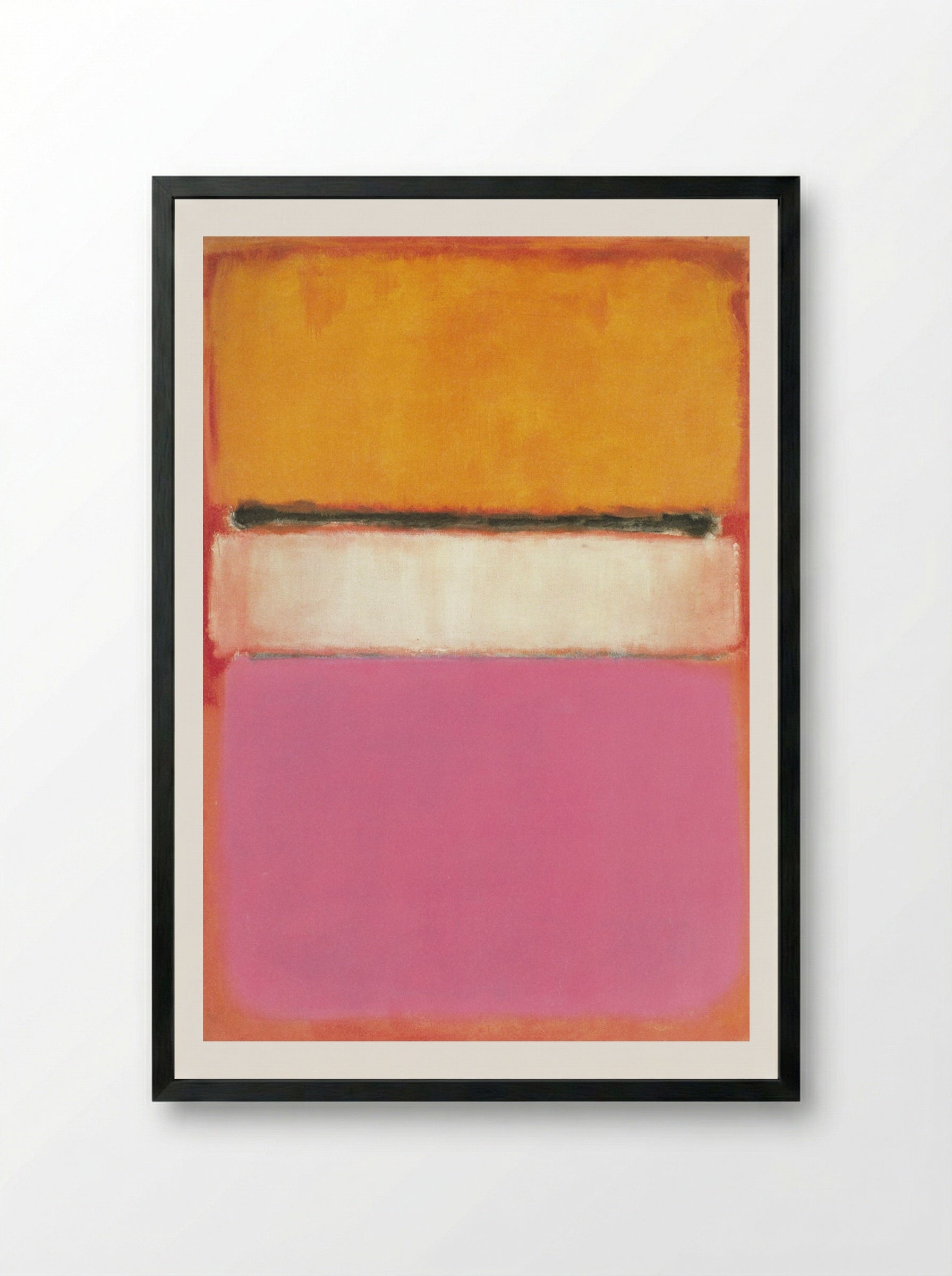 White Center (Yellow, Pink and Lavender on Rose) - Mark Rothko - Framed Print Black