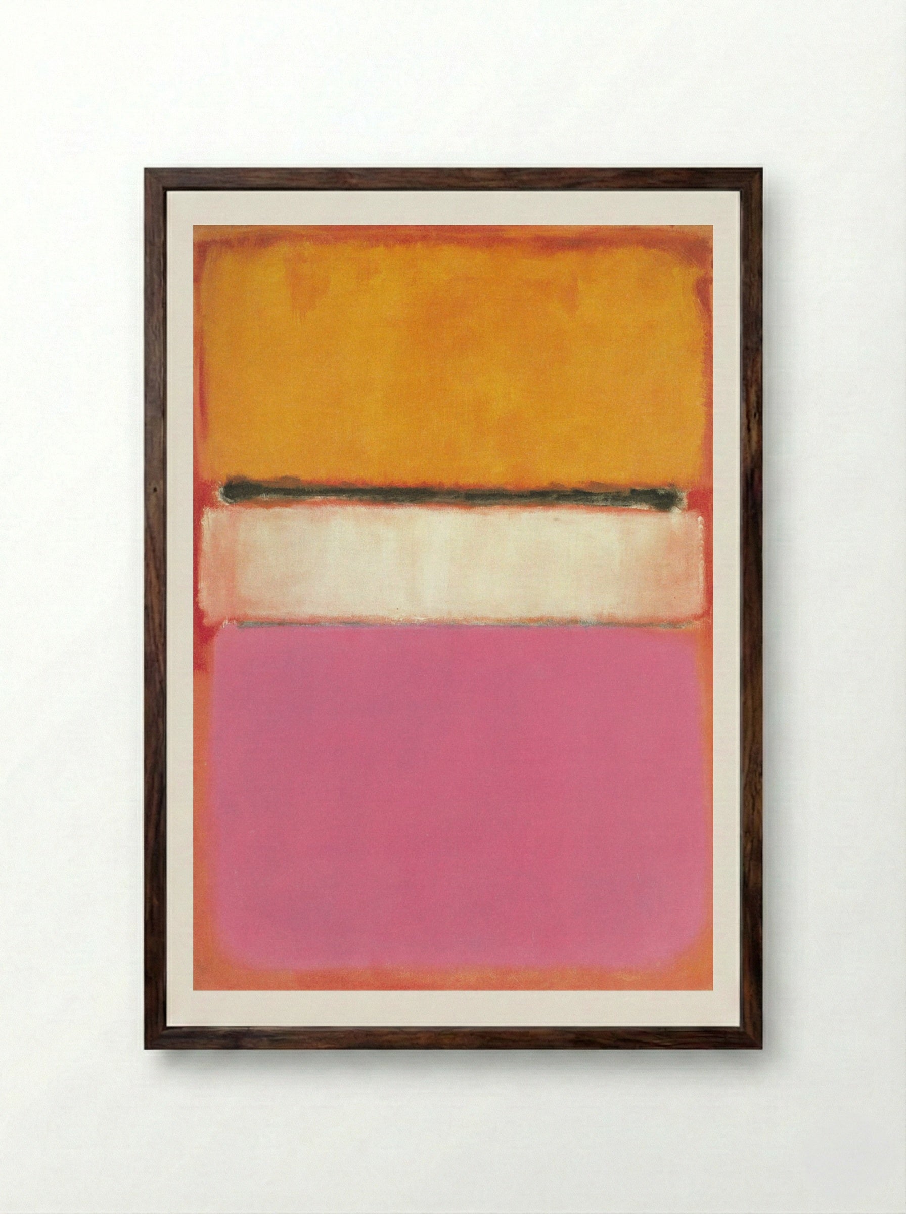 White Center (Yellow, Pink and Lavender on Rose) - Mark Rothko - Framed Print Dark Wood