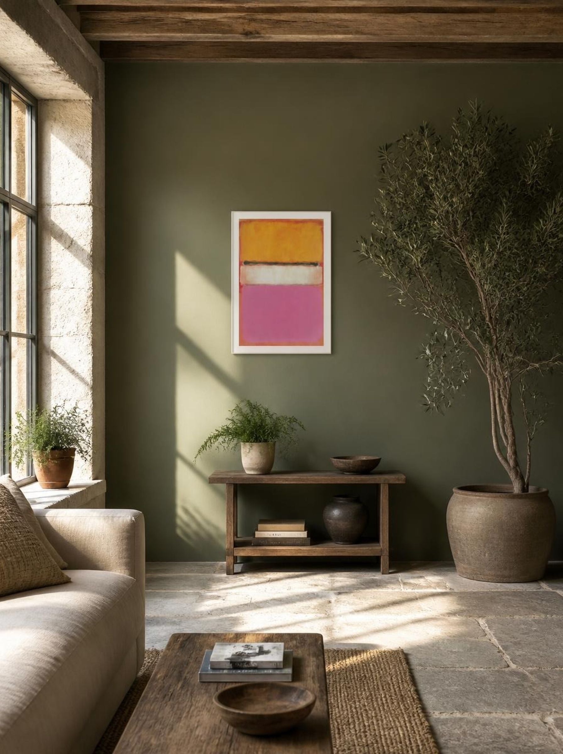 White Center (Yellow, Pink and Lavender on Rose) - Mark Rothko - Lifestyle