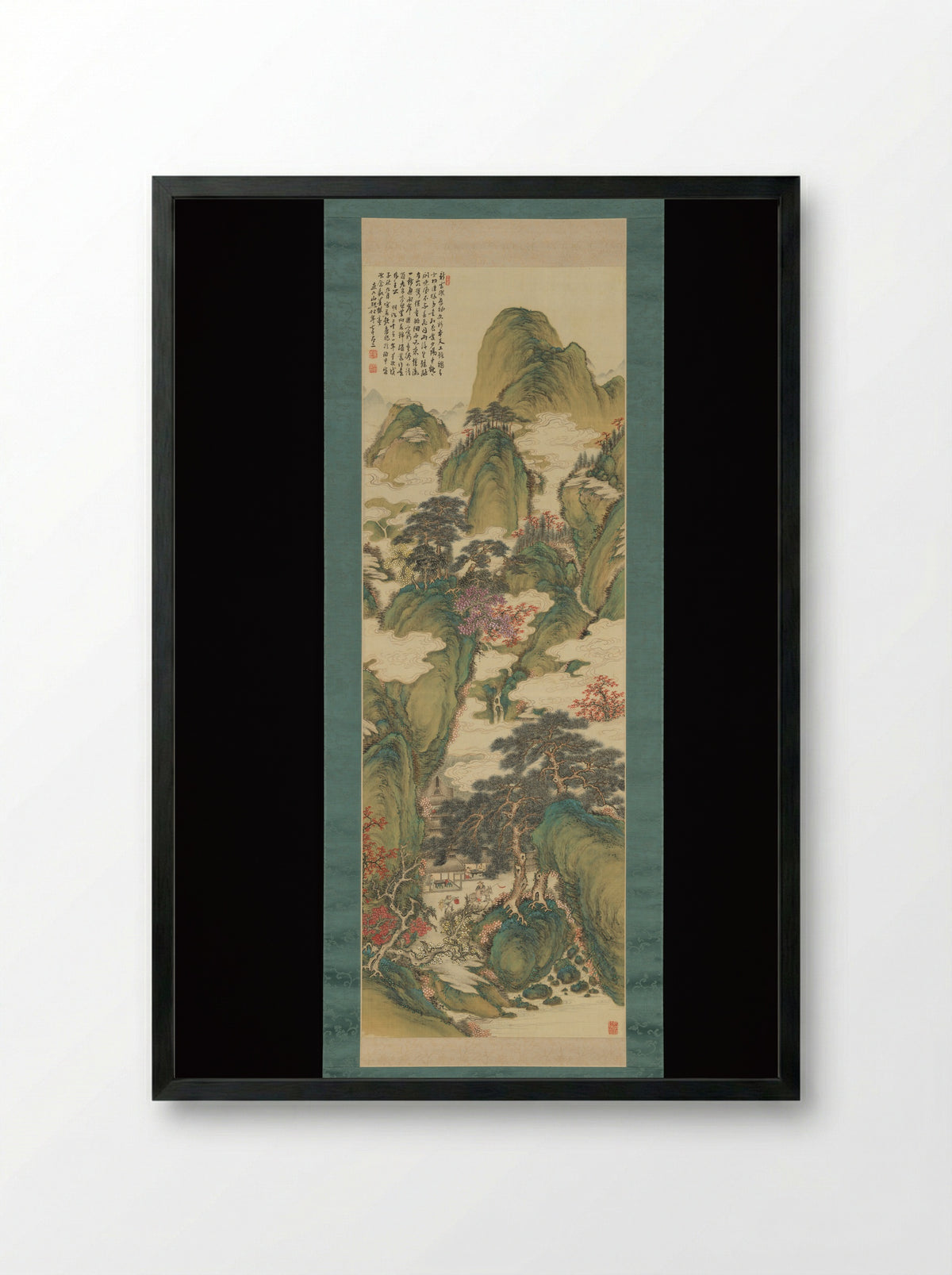 White Clouds and Crimson Trees - Tanomura Chokunyū - Framed Print Black