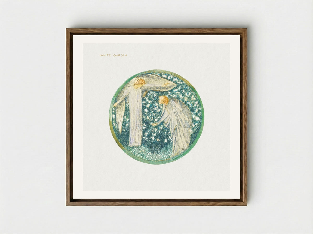 White Garden from The Flower Book - Edward Burne-Jones - Framed Canvas Wood