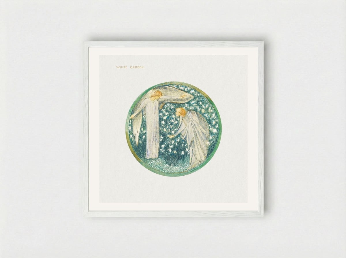 White Garden from The Flower Book - Edward Burne-Jones - Framed Print White