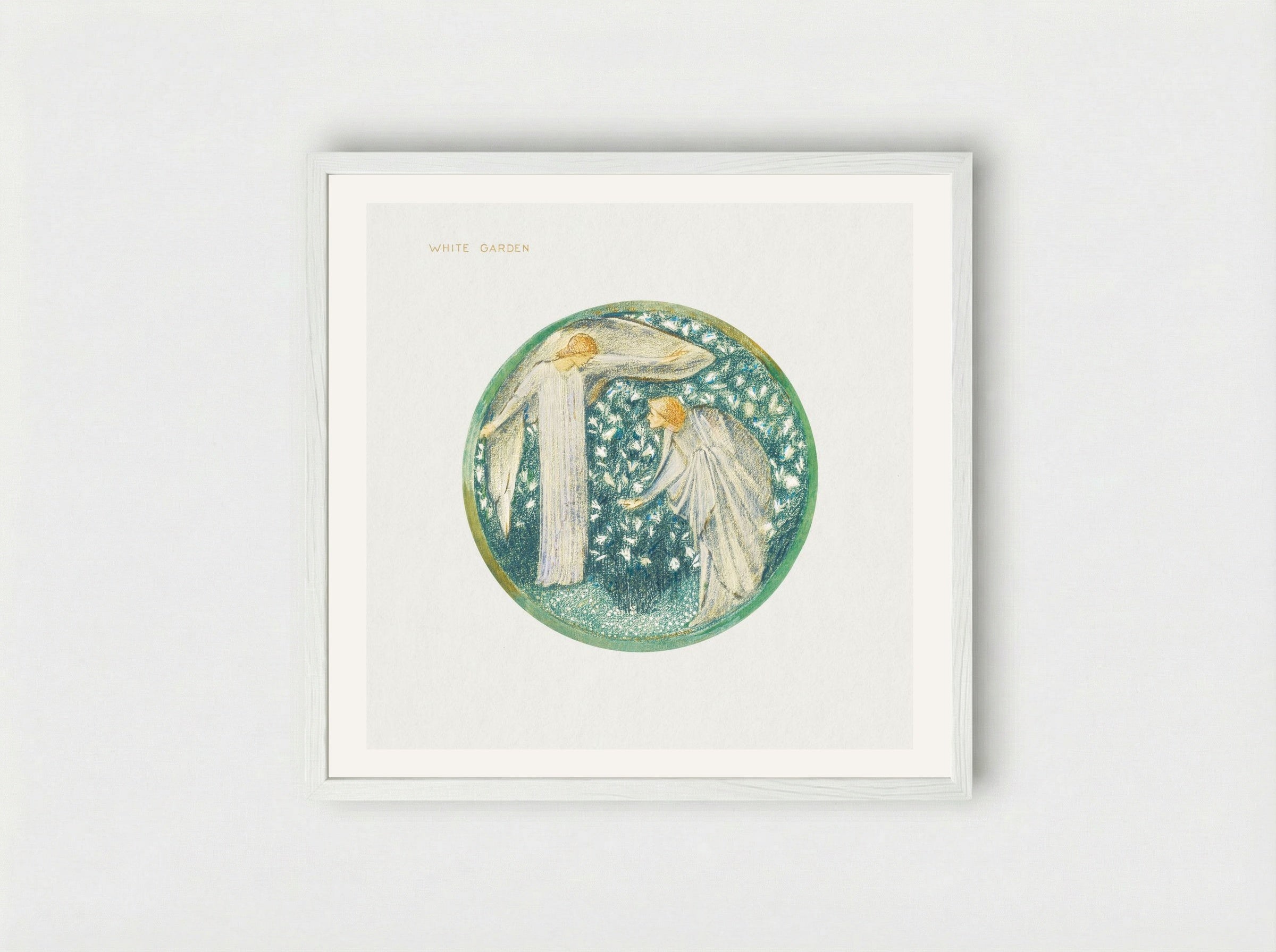 White Garden from The Flower Book - Edward Burne-Jones - Framed Print White