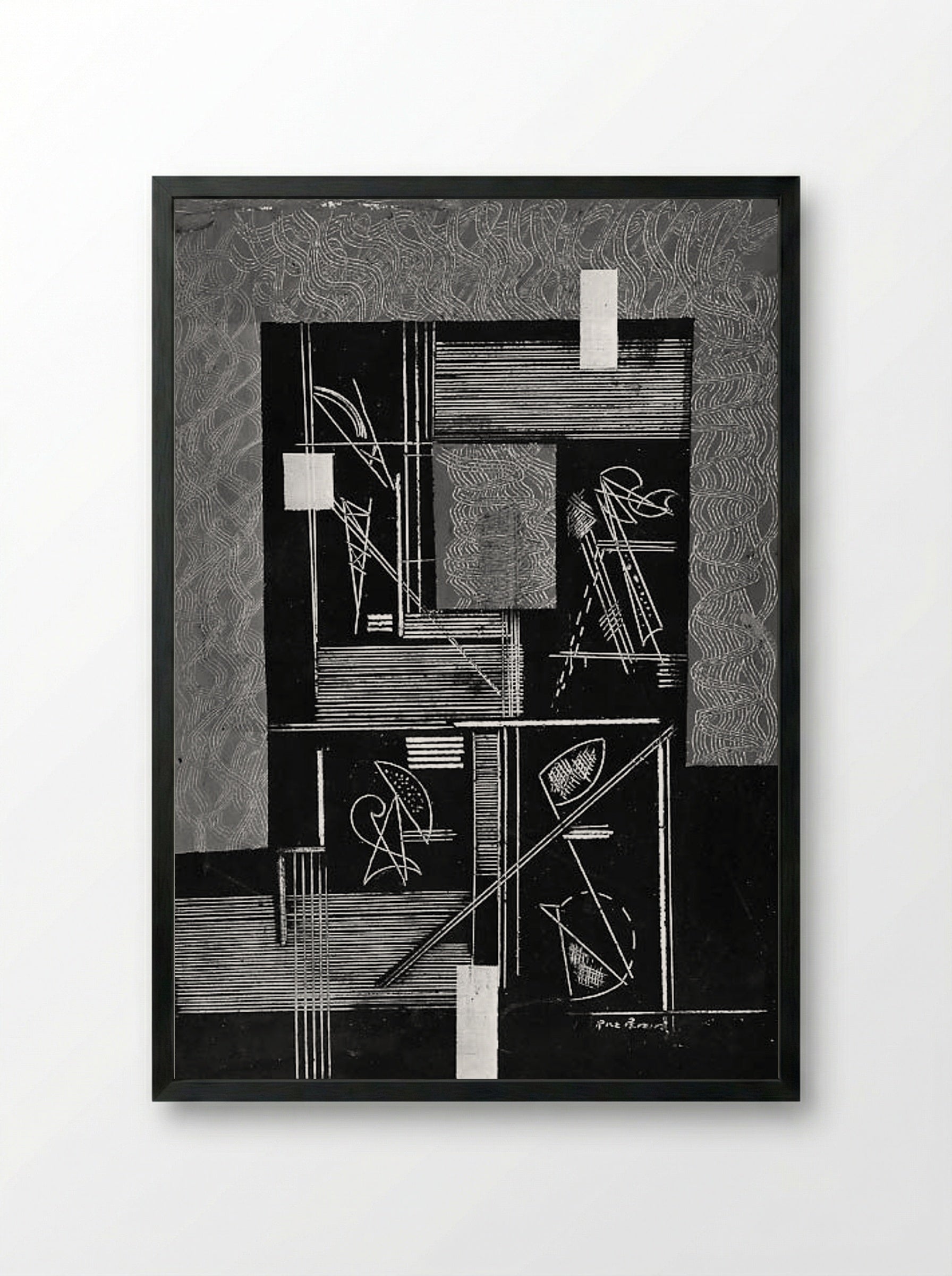 White Lines - Irene Rice Pereira - Framed Print Black