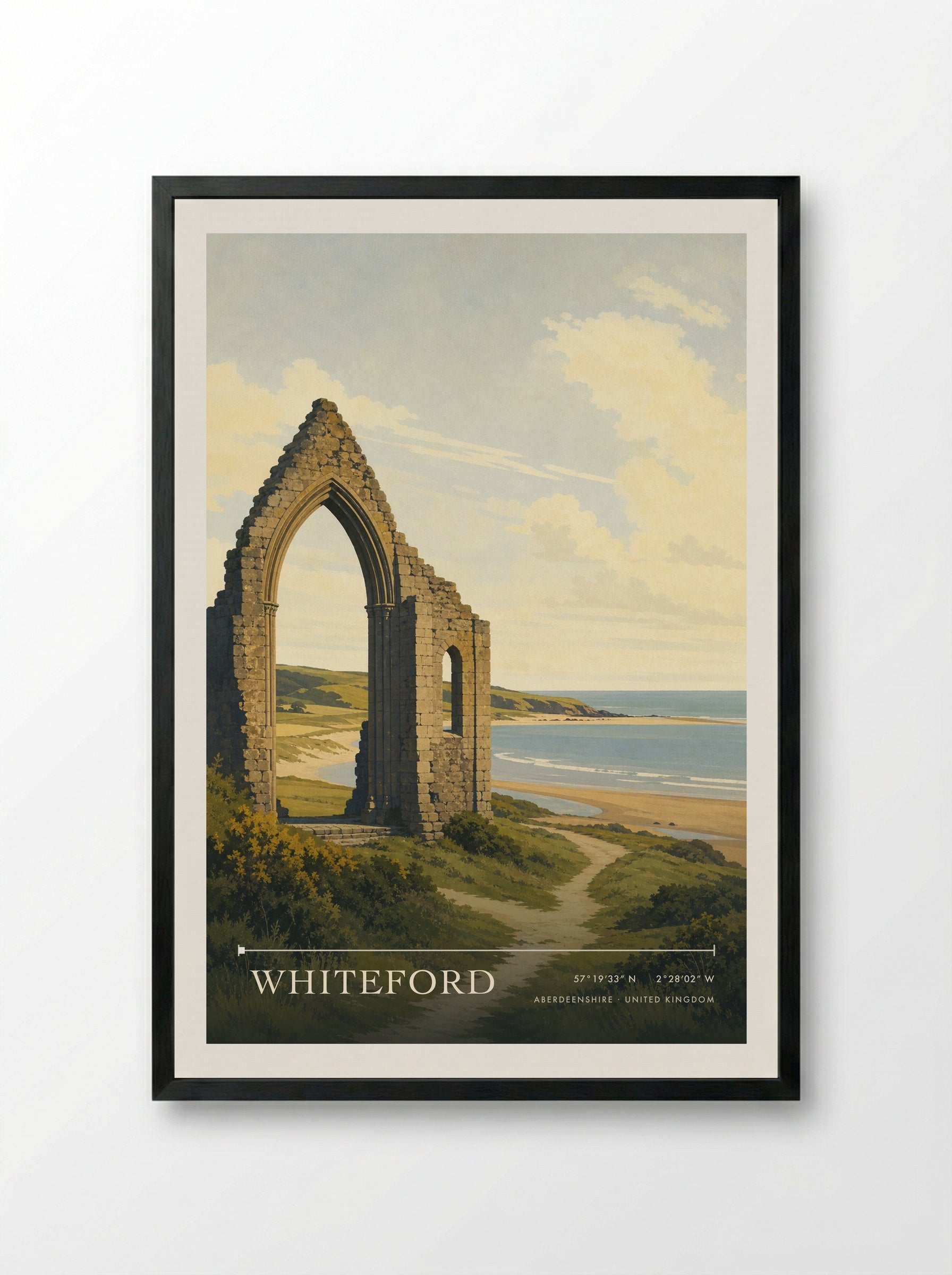 Whiteford Aberdeenshire United Kingdom Travel Poster - Framed Print Black