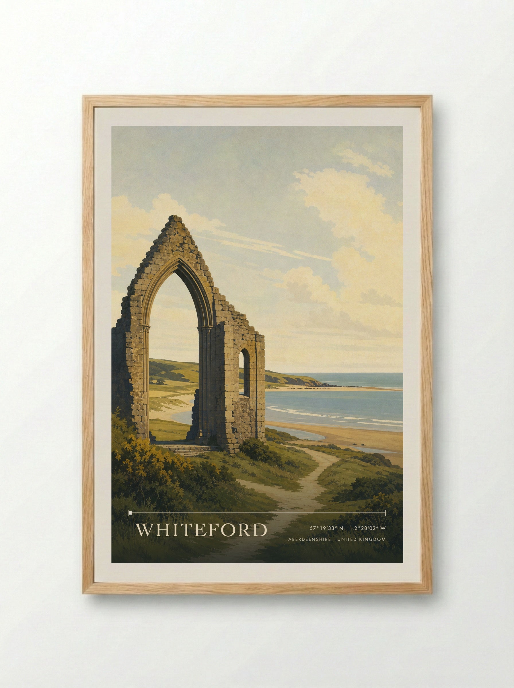 Whiteford Aberdeenshire United Kingdom Travel Poster - Framed Print Wood