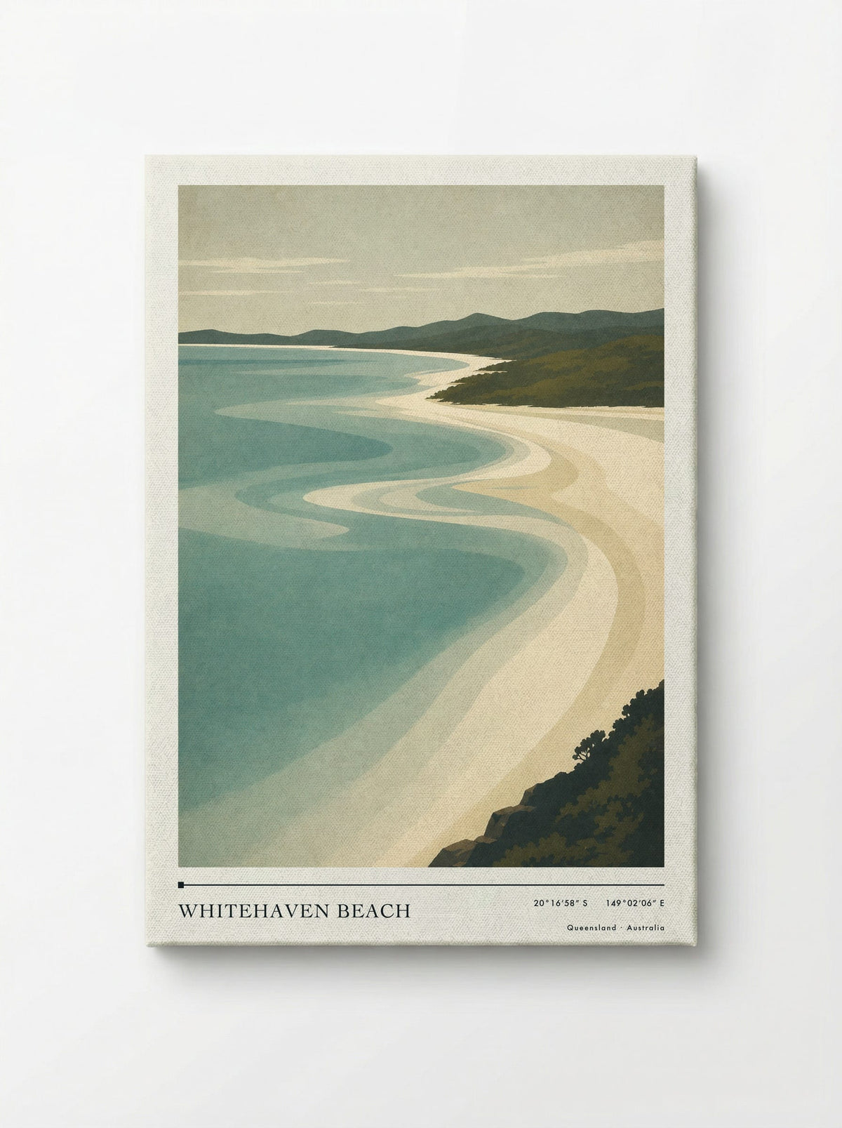 Whitehaven Beach Travel Poster Artwork - Canvas