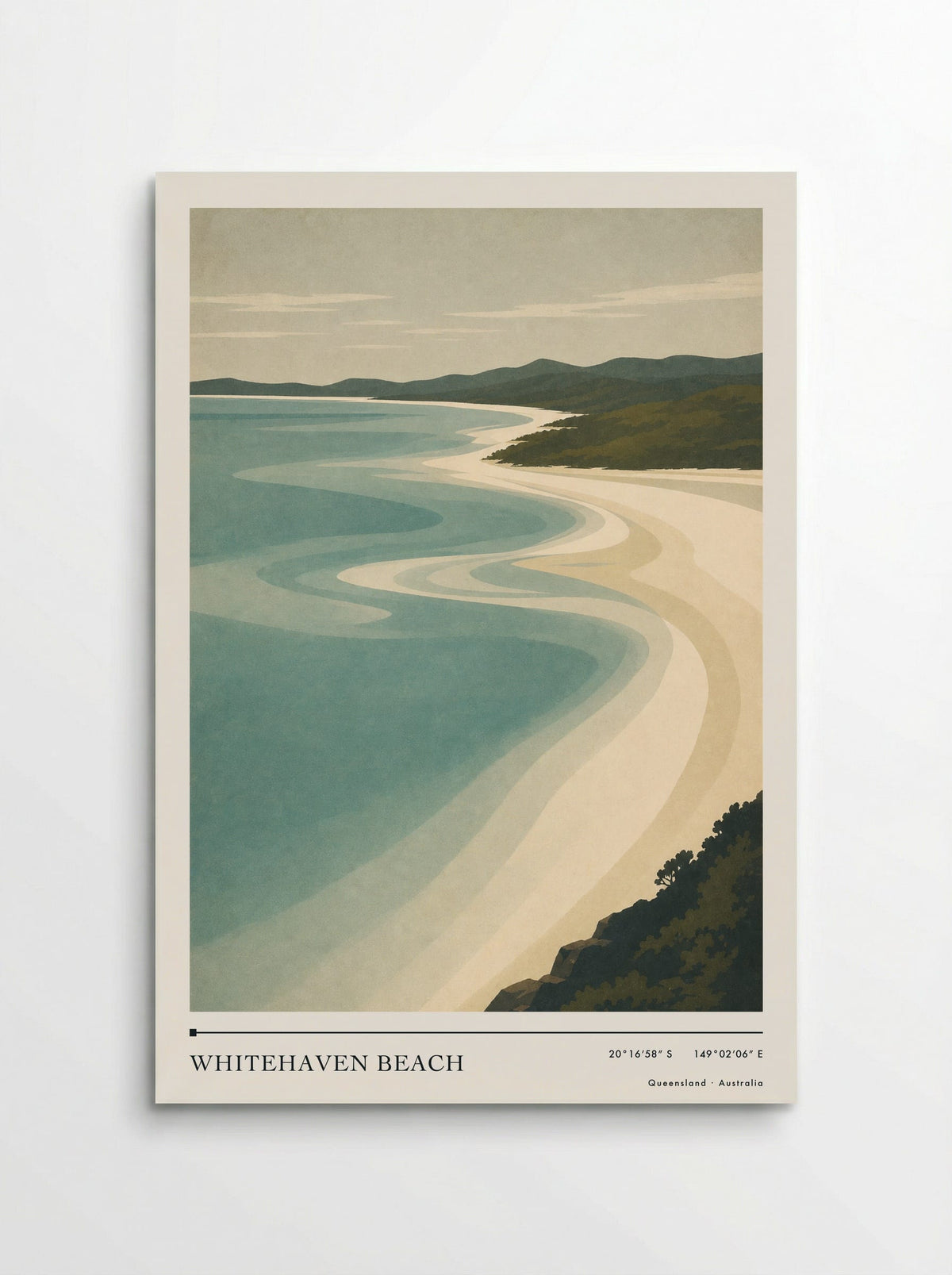 Whitehaven Beach travel poster print