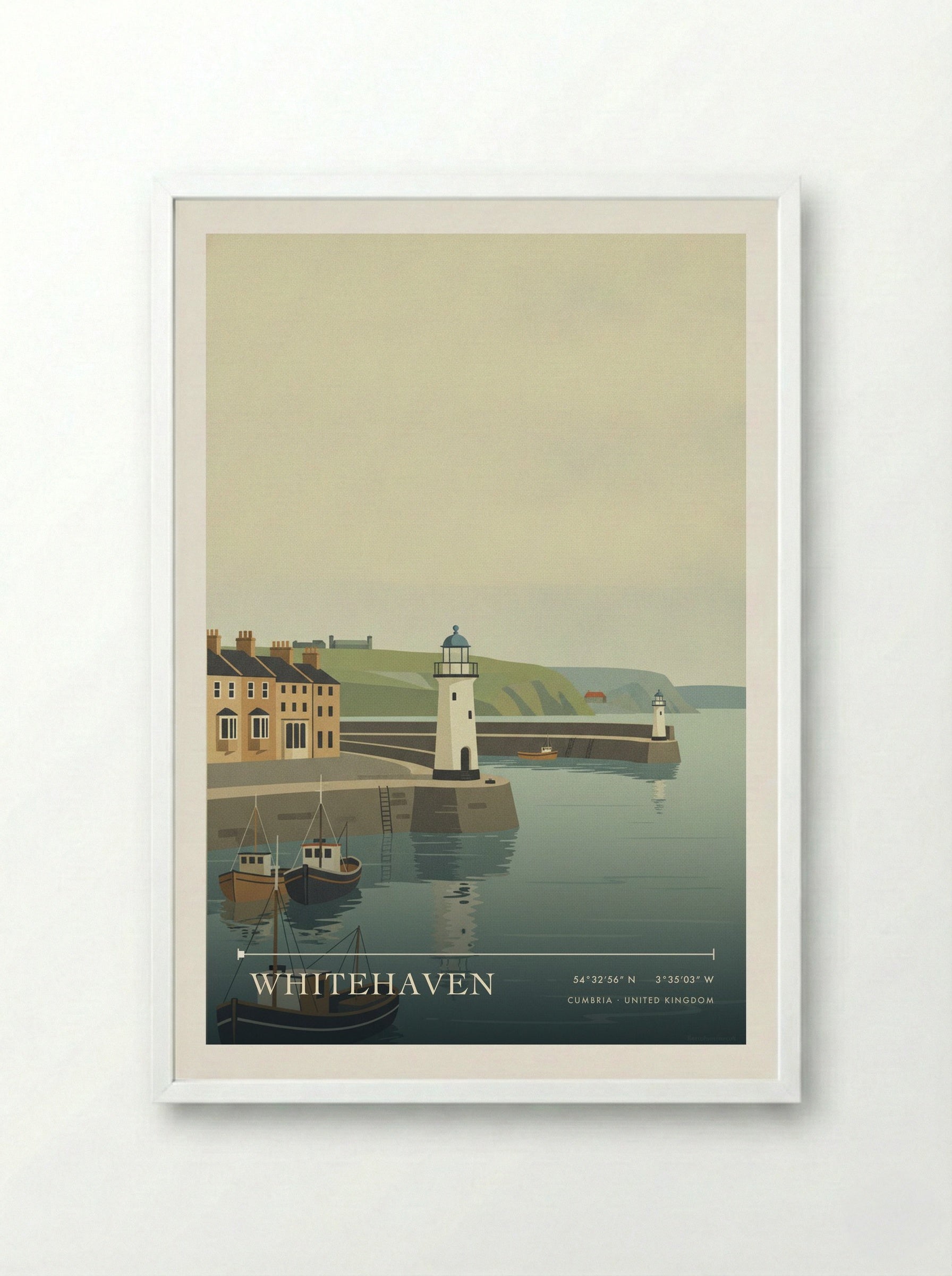 Whitehaven Cumbria United Kingdom Travel Poster - Framed Print White