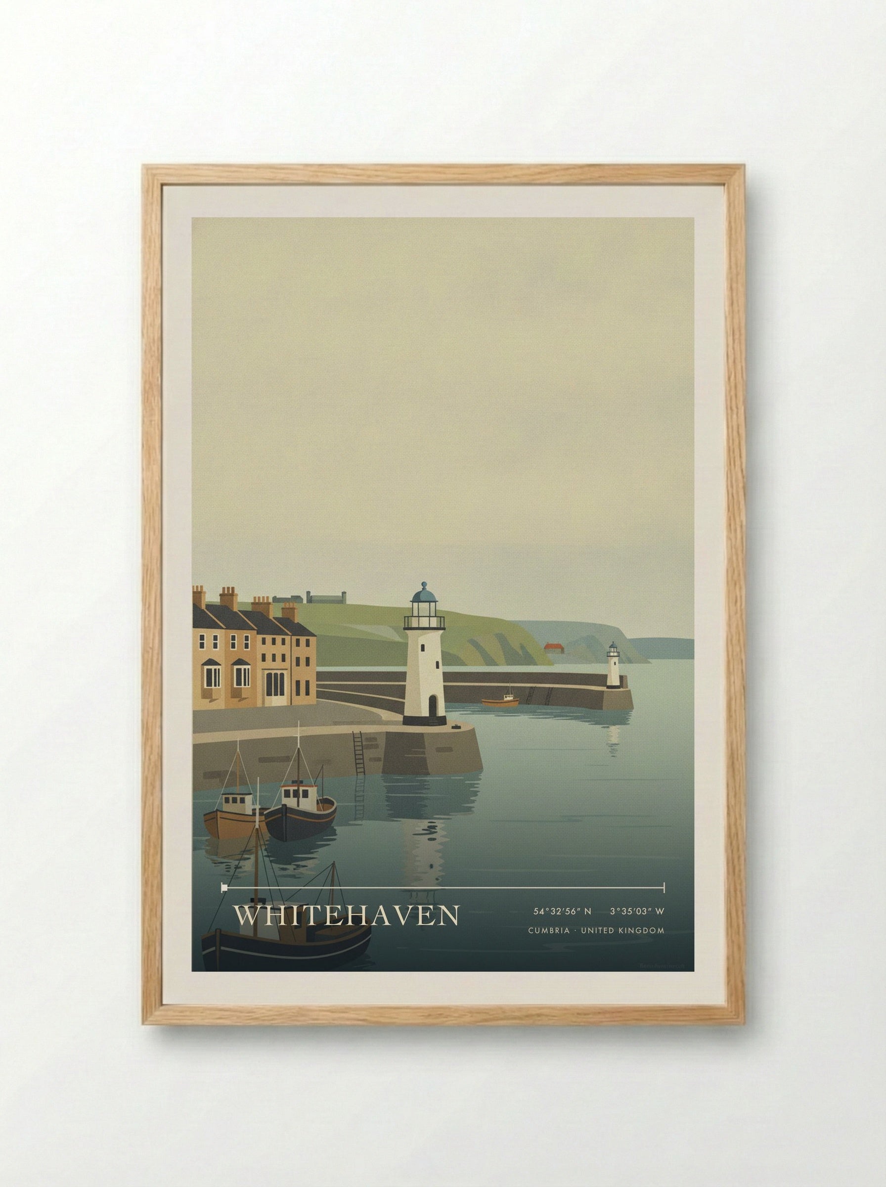 Whitehaven Cumbria United Kingdom Travel Poster - Framed Print Wood