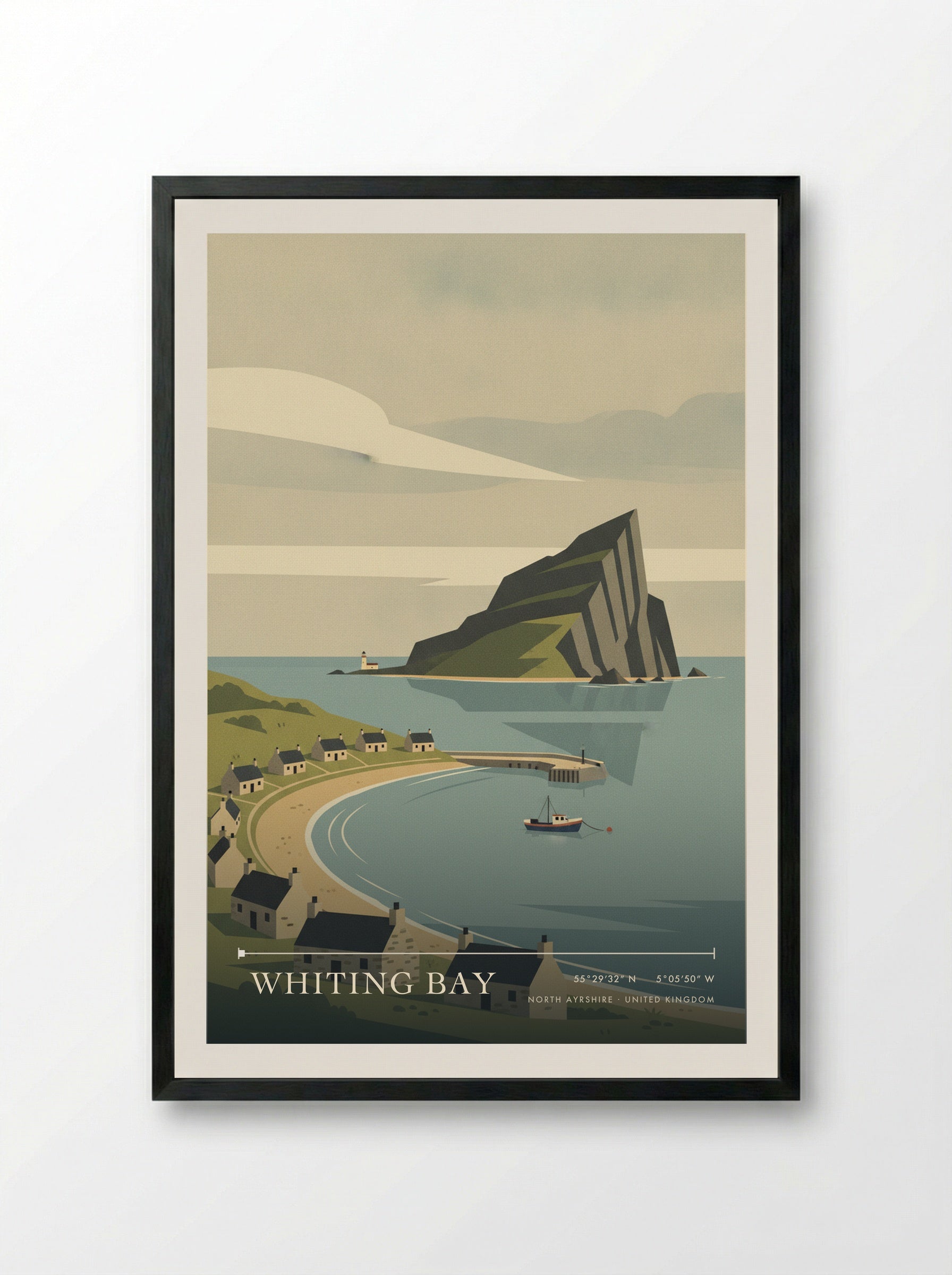 Whiting Bay North Ayrshire United Kingdom Travel Poster - Framed Print Black