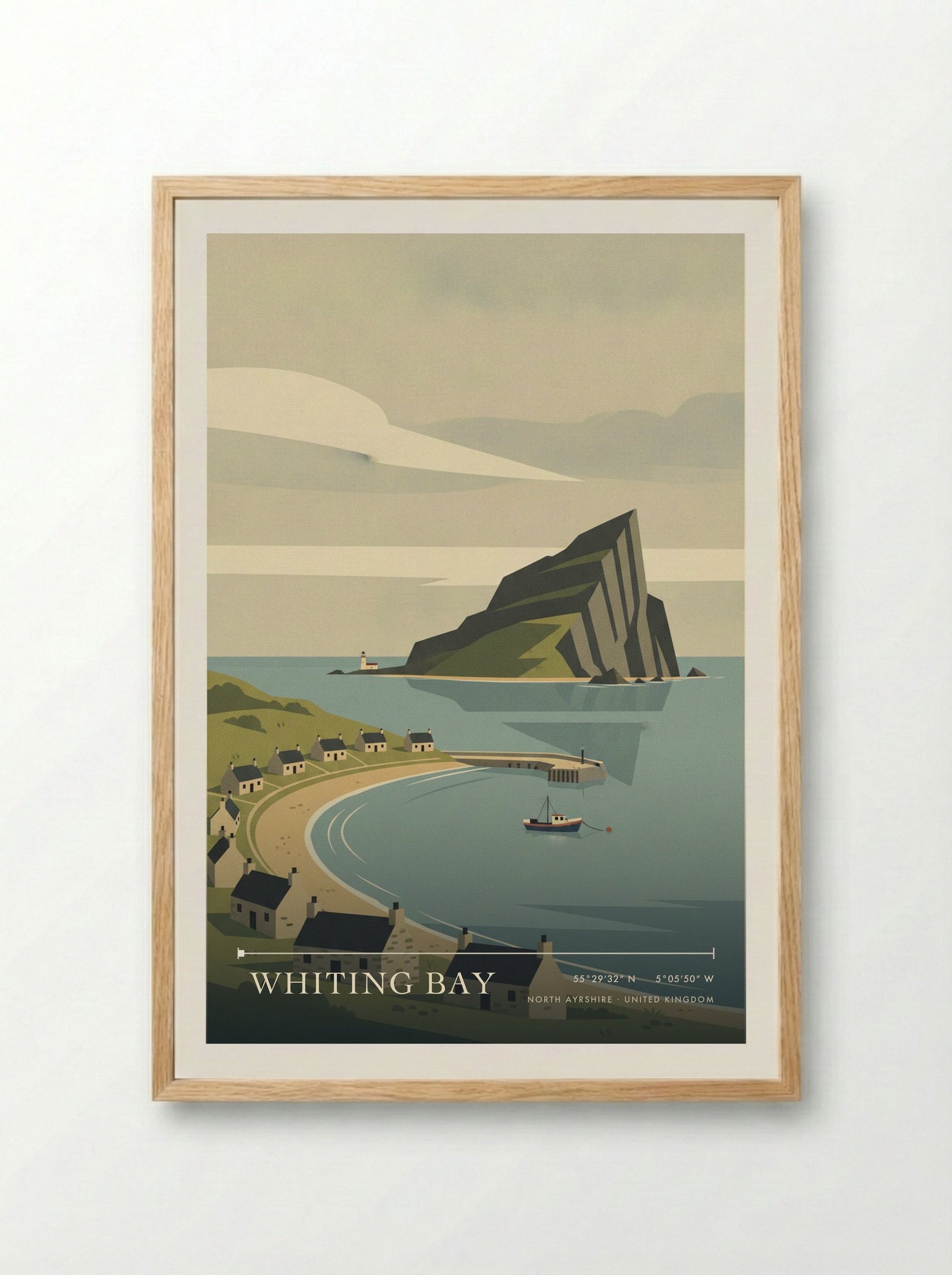 Whiting Bay North Ayrshire United Kingdom Travel Poster - Framed Print Wood