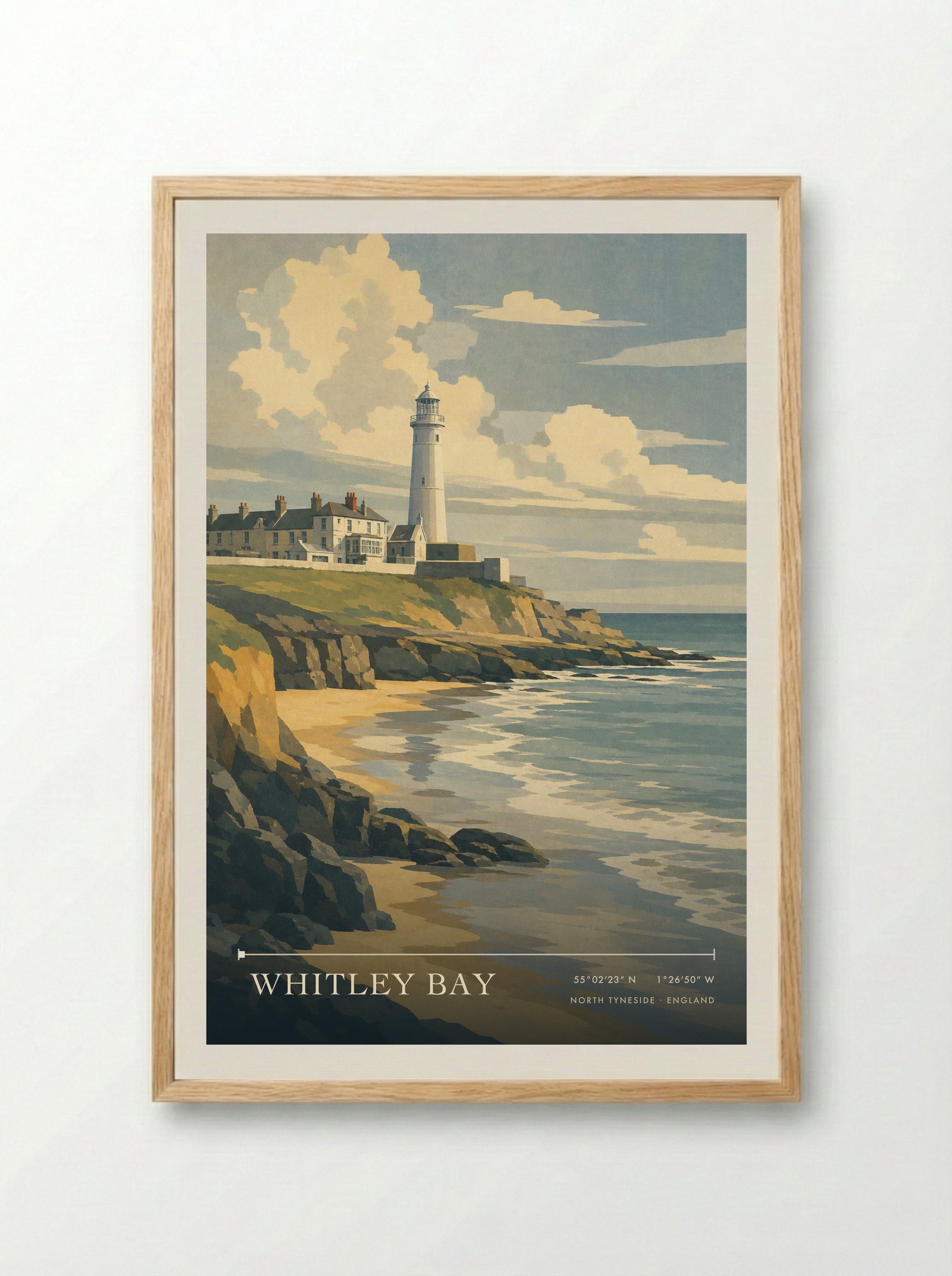 Whitley Bay North Tyneside England Travel Poster - Framed Print Wood