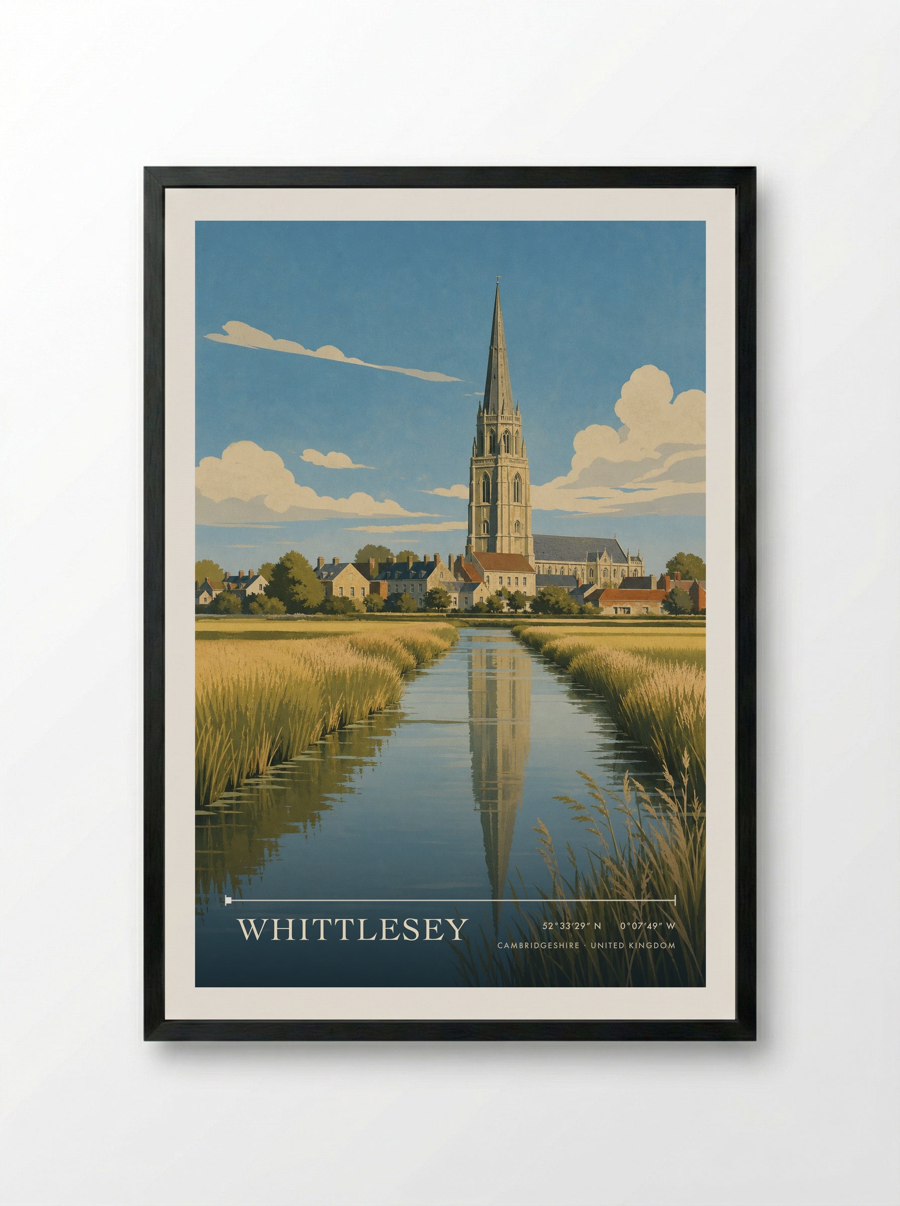 Whittlesey Cambridgeshire United Kingdom Travel Poster - Framed Print Black