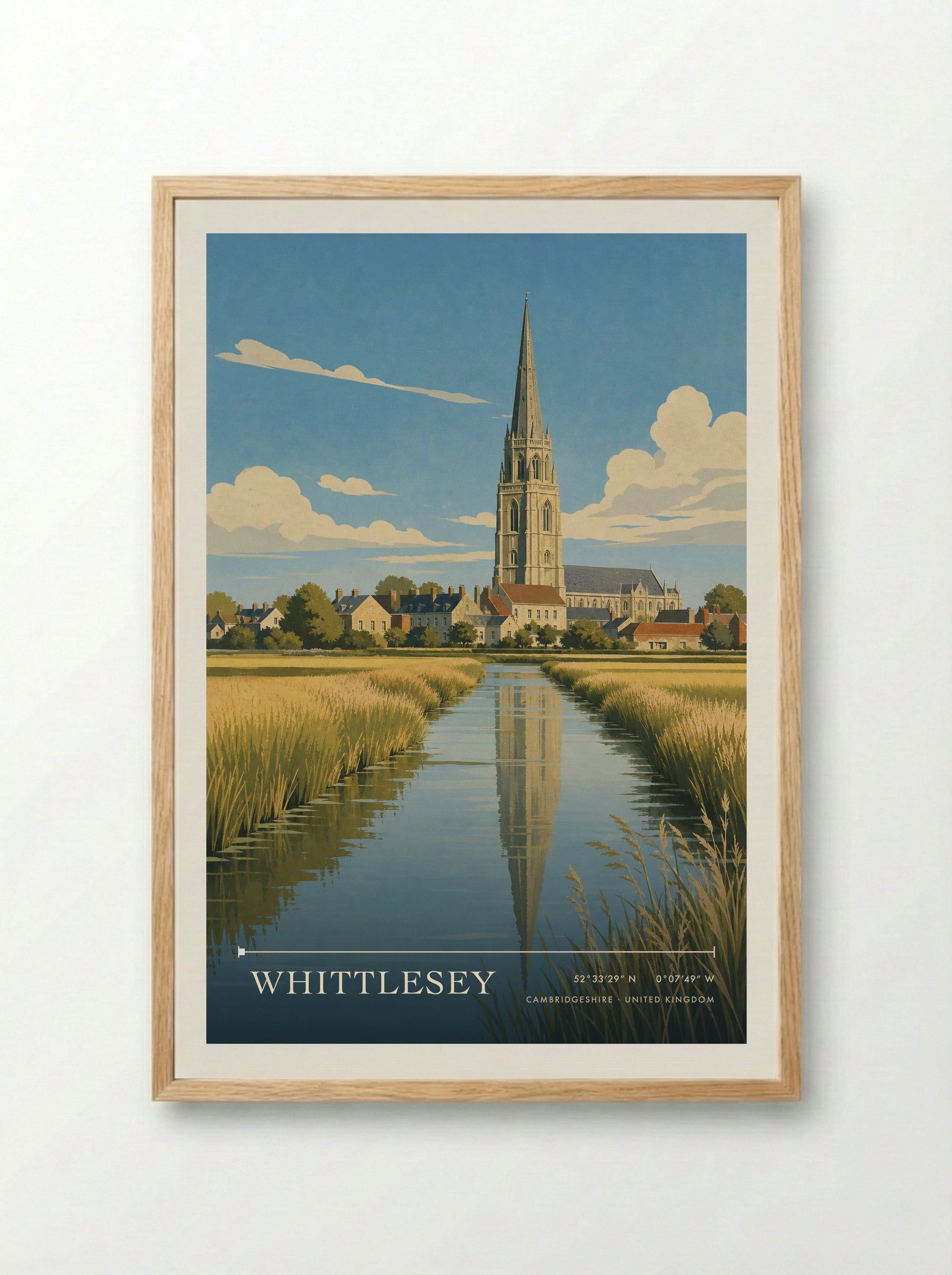 Whittlesey Cambridgeshire United Kingdom Travel Poster - Framed Print Wood