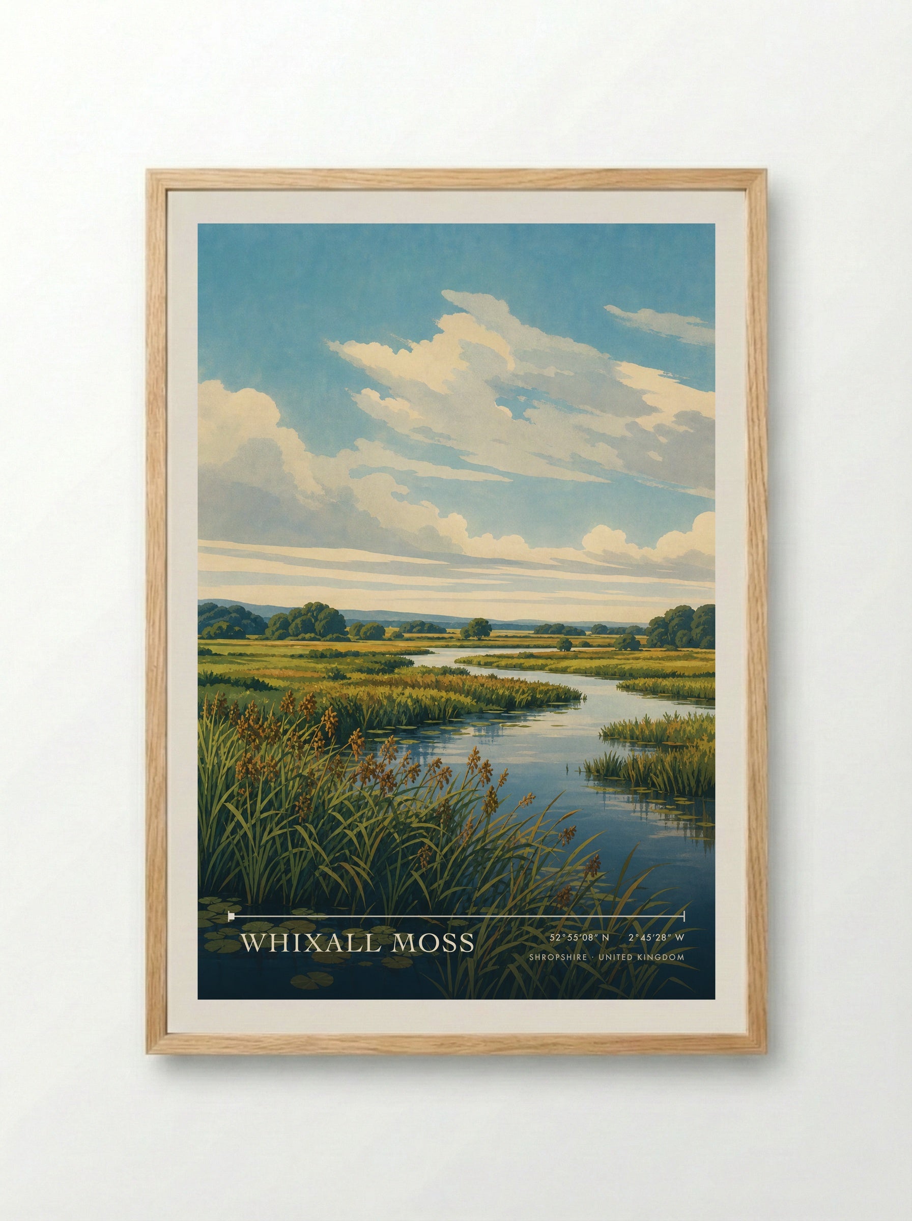 Whixall Moss Shropshire United Kingdom Travel Poster - Framed Print Wood