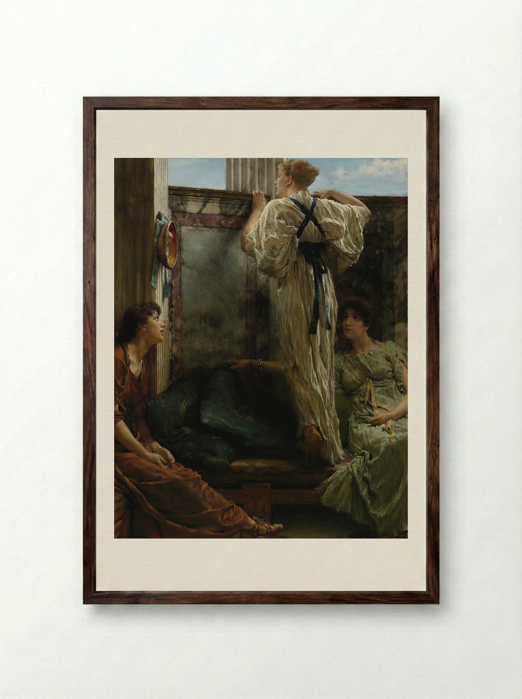 Who is it? - Sir Lawrence Alma-Tadema - Framed Print Dark Wood