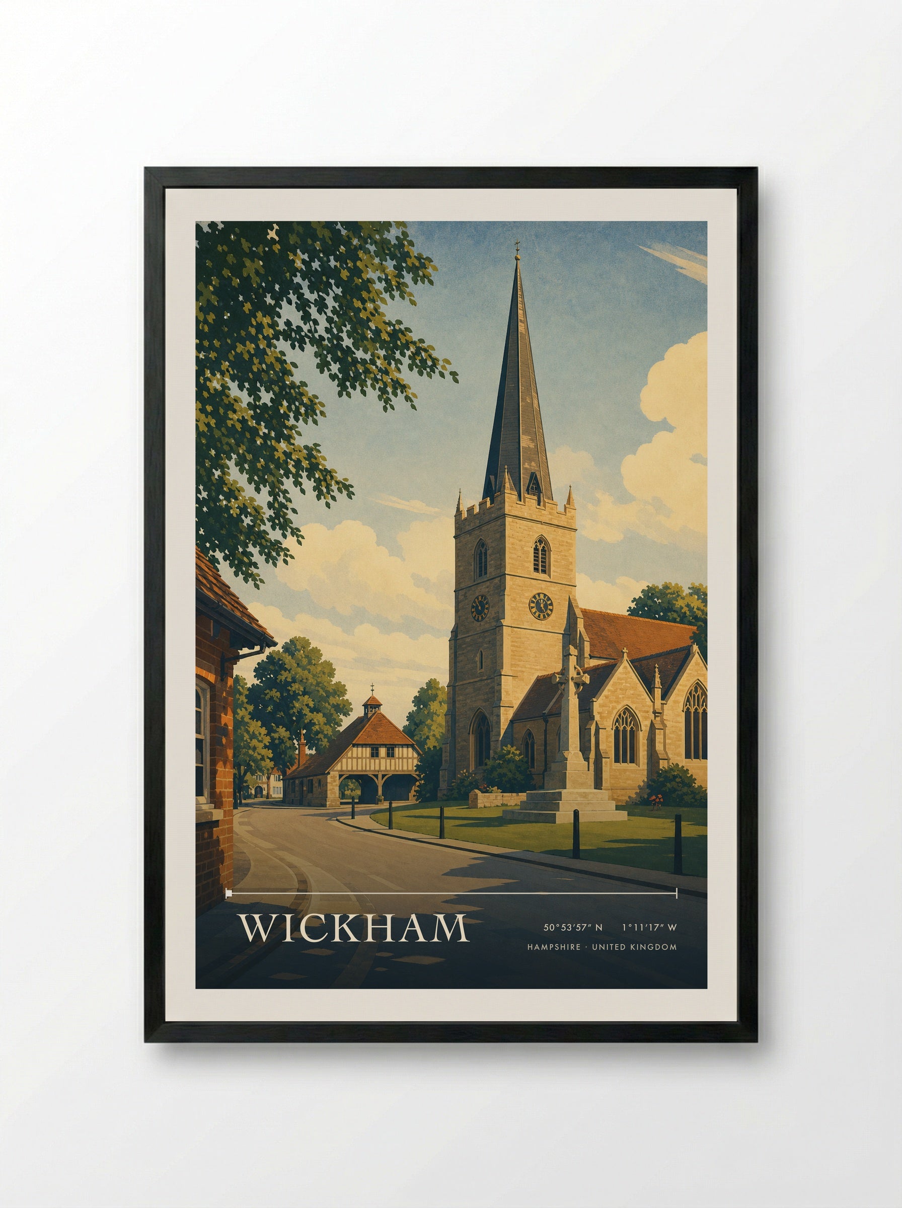 Wickham Hampshire United Kingdom Travel Poster - Framed Print Black