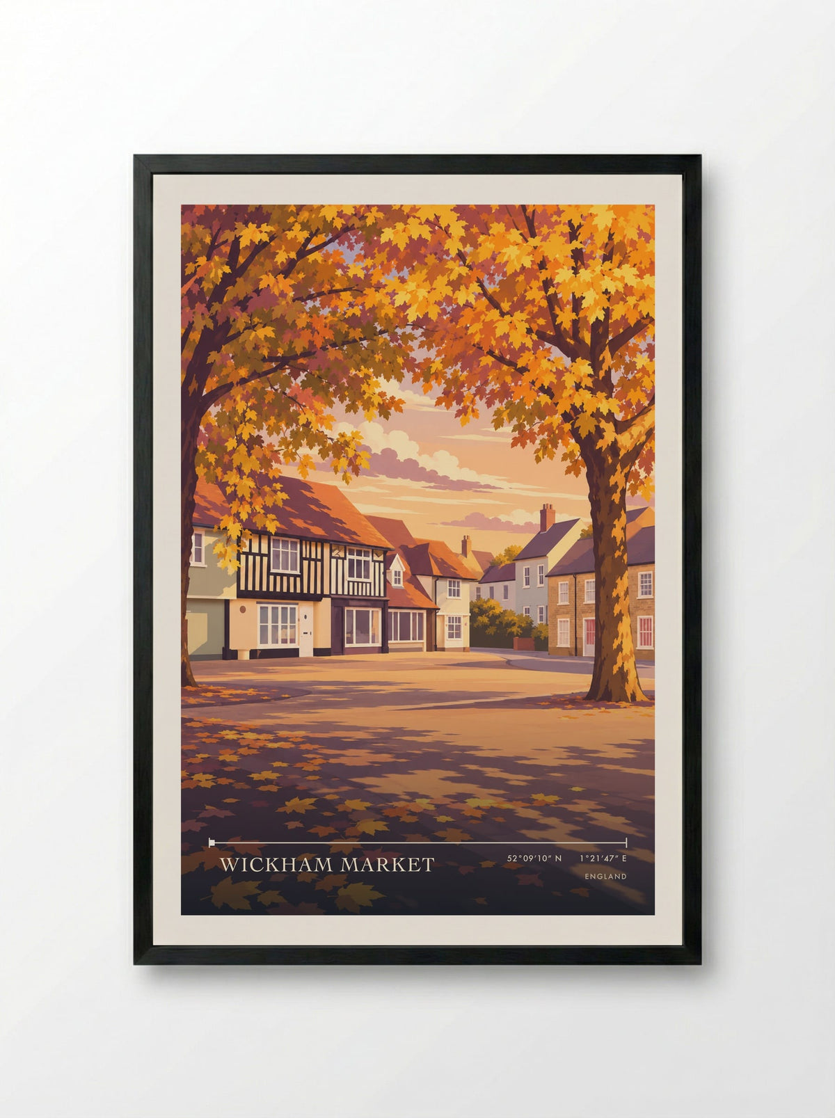Wickham Market | Travel Poster - Framed Print Black