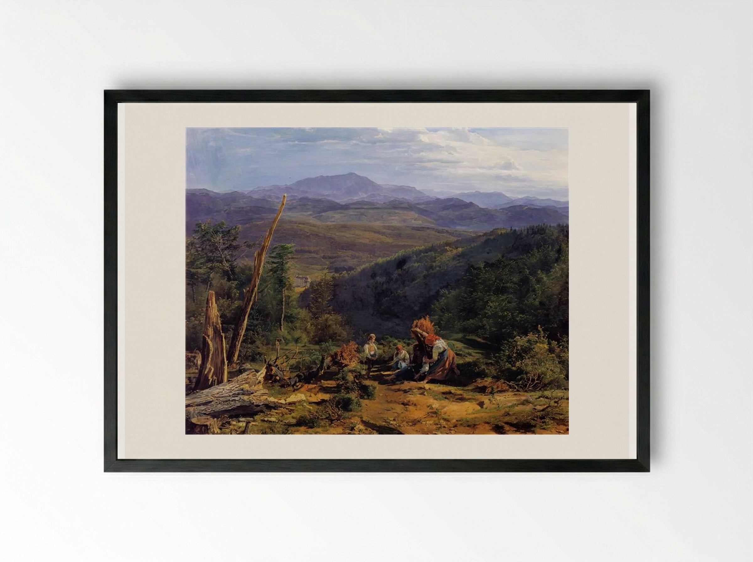 Wienerwald landscape with Wildegg castle - Ferdinand Georg Waldmüller - Framed Print Black