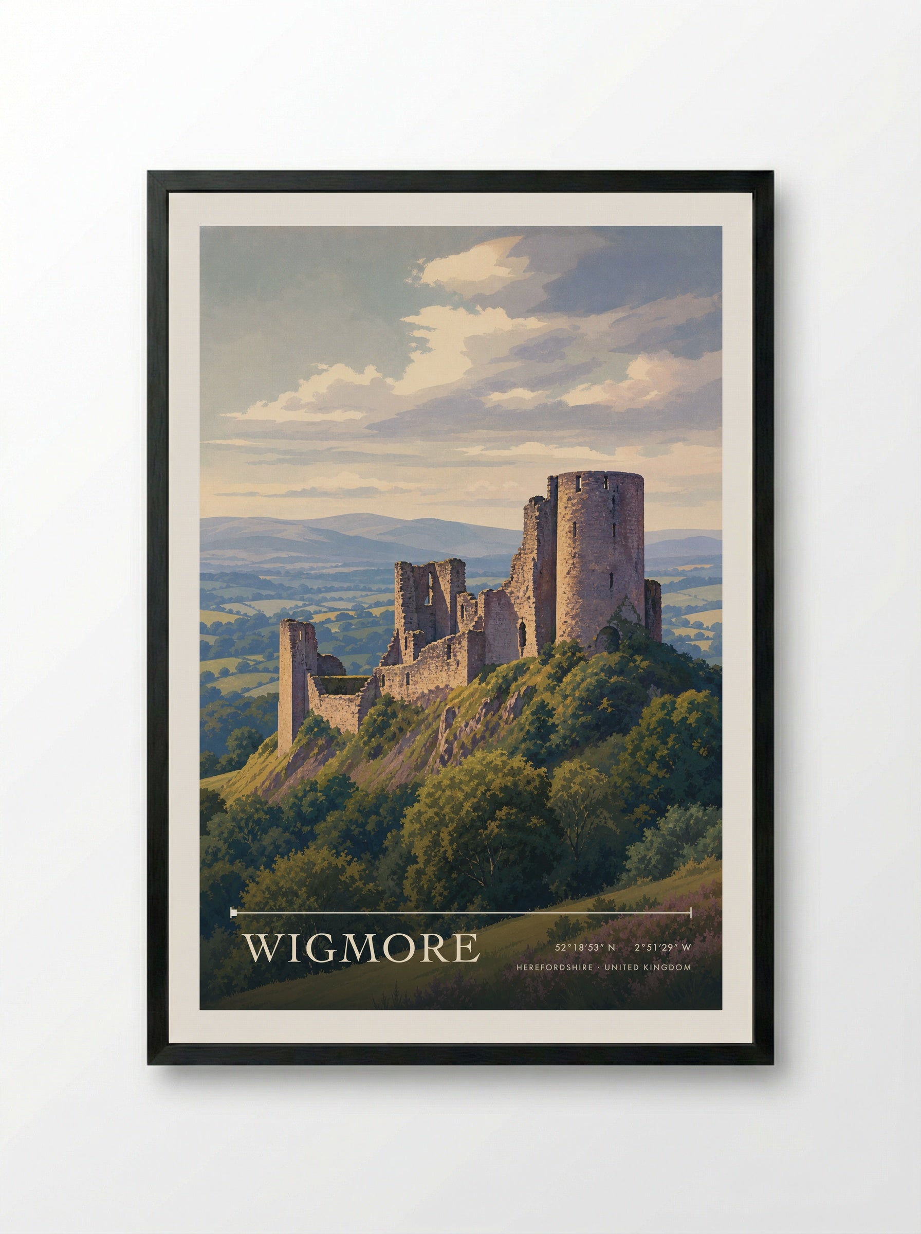 Wigmore Herefordshire United Kingdom Travel Poster - Framed Print Black