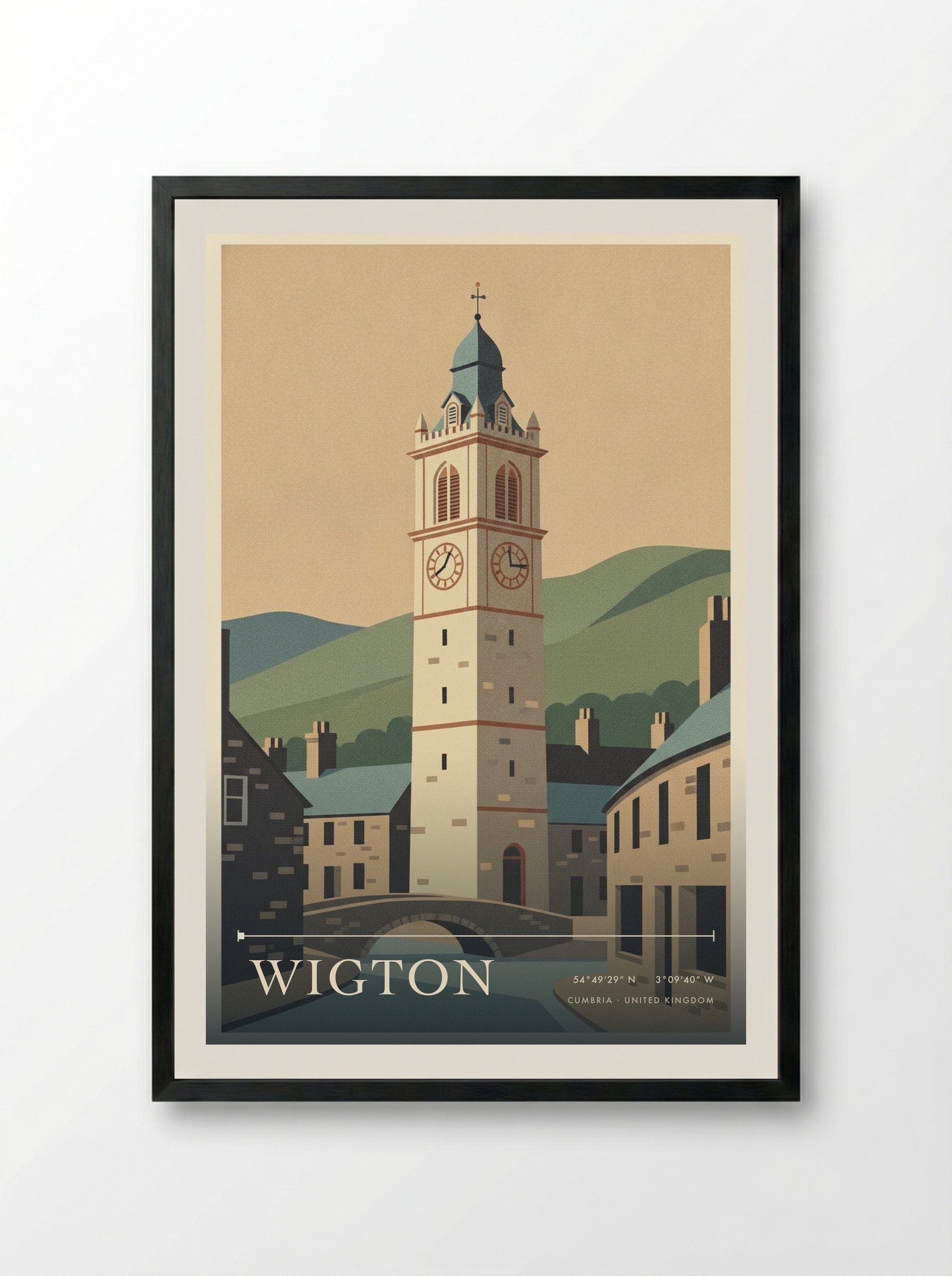 Wigton Cumbria United Kingdom Travel Poster - Framed Print Black