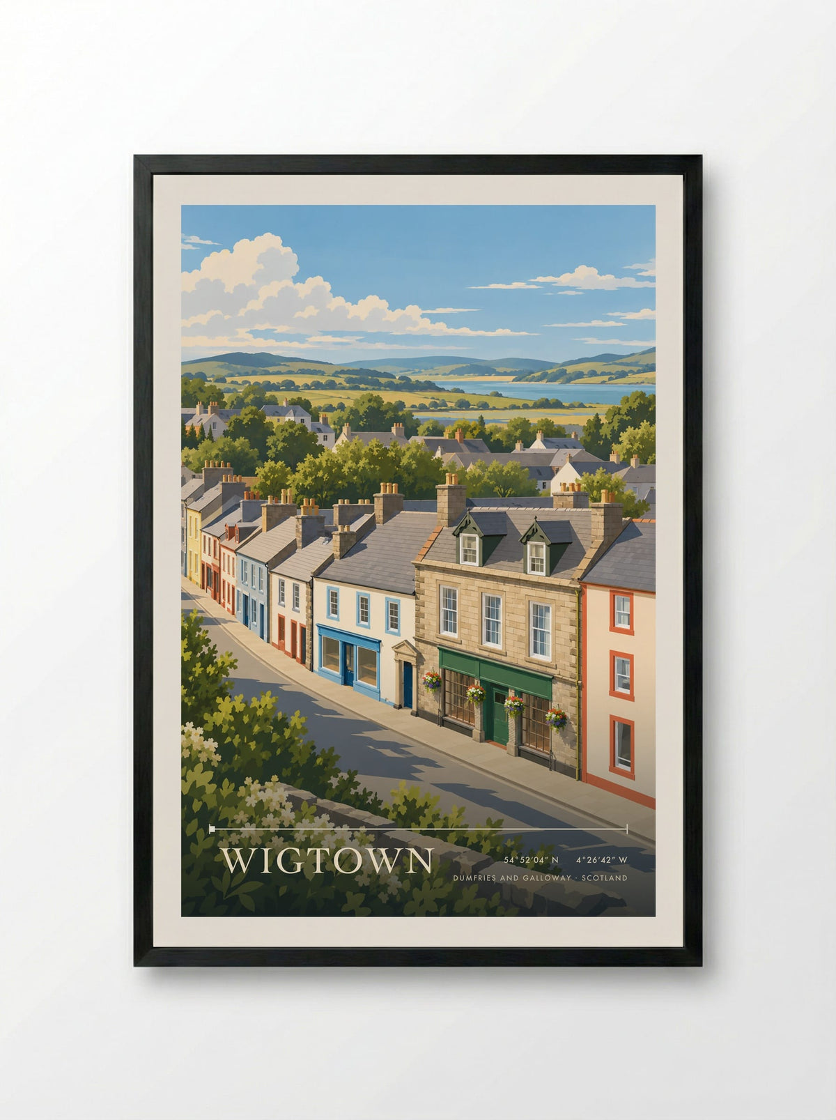 Wigtown, Dumfries and Galloway | Travel Poster - Framed Print Black