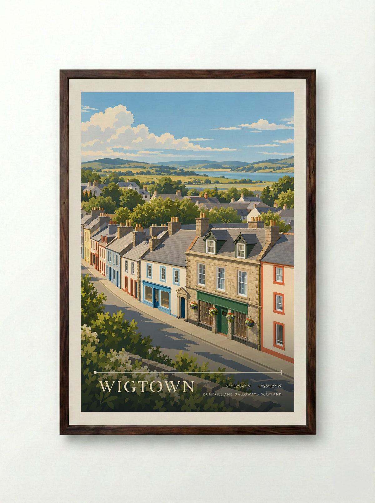 Wigtown, Dumfries and Galloway | Travel Poster - Framed Print Dark Wood