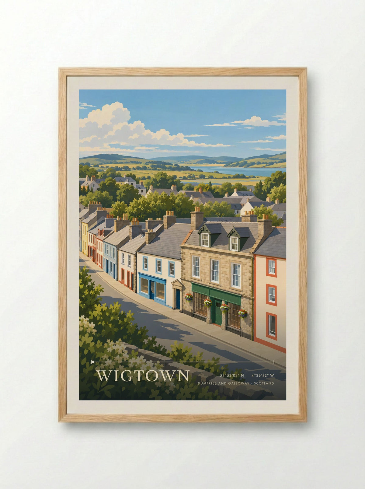 Wigtown, Dumfries and Galloway | Travel Poster - Framed Print Wood